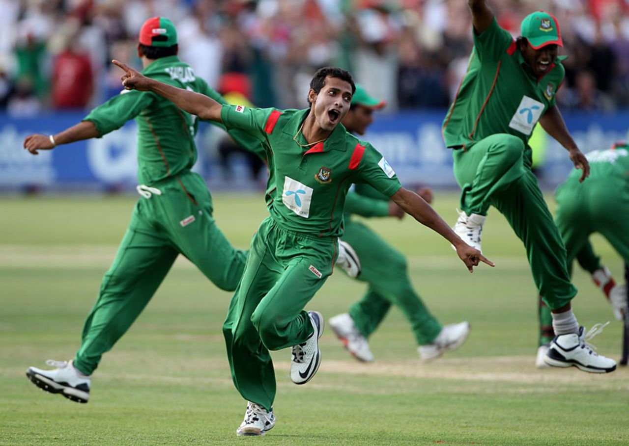 Shafiul Islam took the final wicket to inspire scenes of wild celebration for Bangladesh, England v Bangladesh, 2nd ODI, Bristol, July 10, 2010
