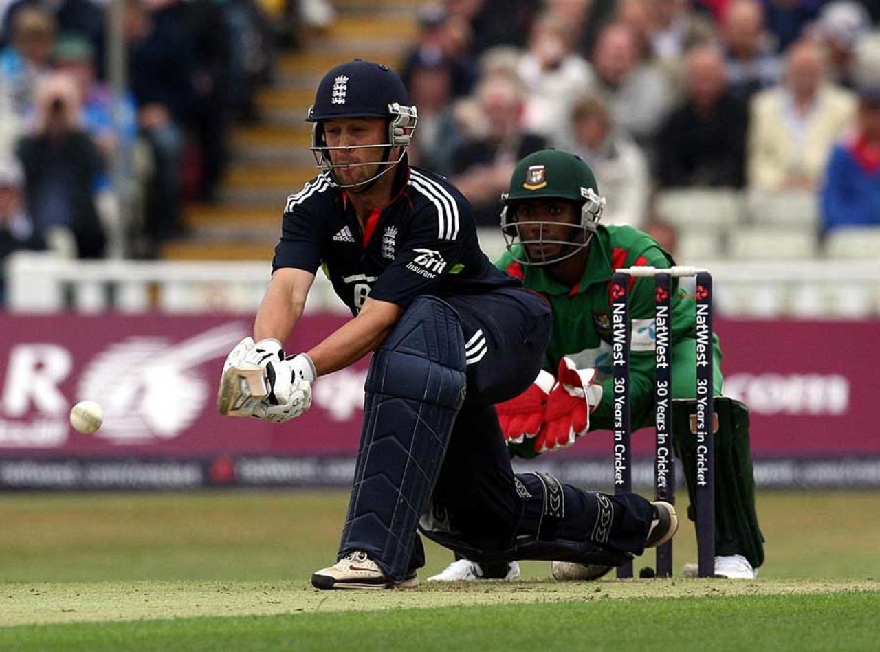 Jonathan Trott brought out the reverse sweep after playing himself in, England v Bangladesh, 3rd ODI, Edgbaston, July 12, 2010