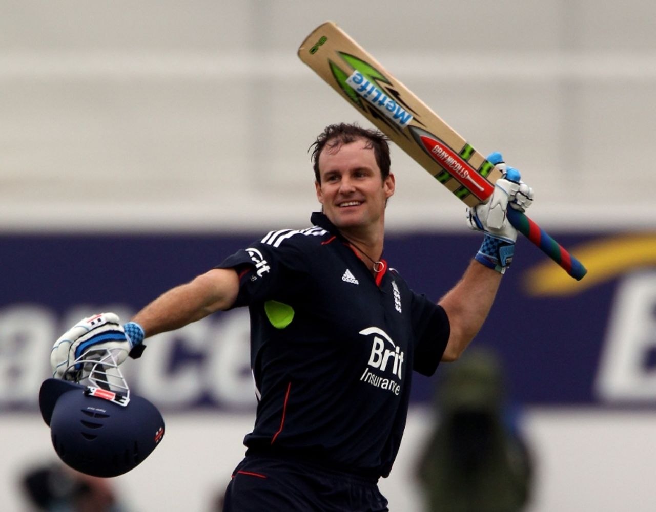 Andrew Strauss celebrates his chanceless hundred at Edgbaston, England v Bangladesh, 3rd ODI, Edgbaston, July 12, 2010