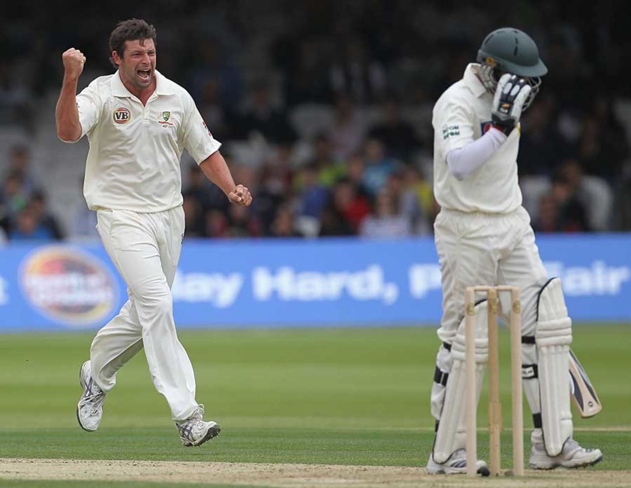 Ben Hilfenhaus claimed his second when he removed Azhar Ali, Pakistan v Australia, 1st Test, Lord's, July 14, 2010