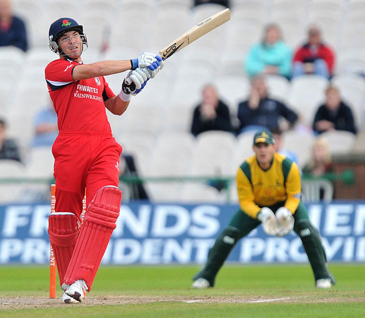 Stephen Moore hits out during his unbeaten 51, Lancashire v Nottinghamshire, Friends Provident t20, Old Trafford, July 14, 2010