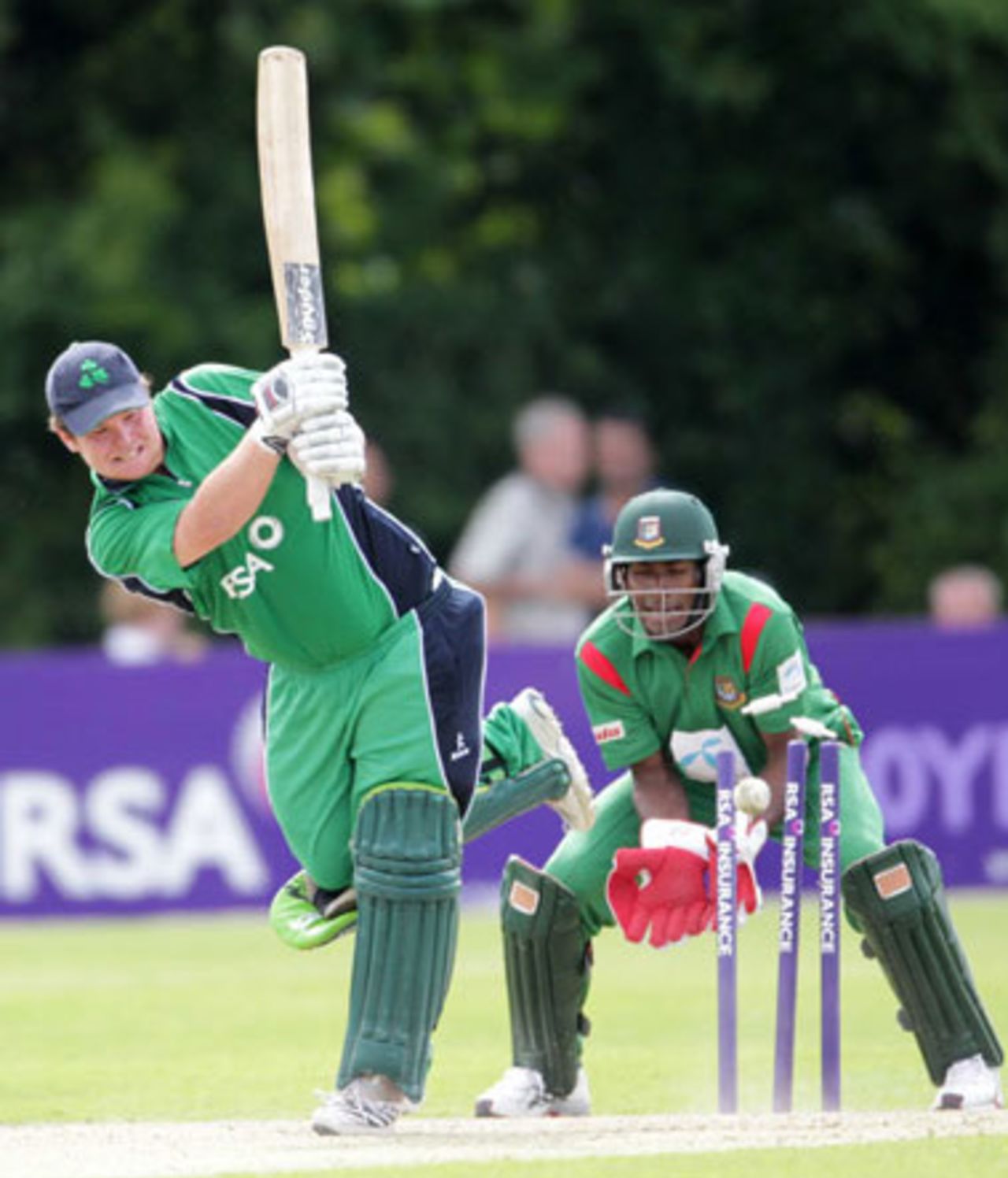 Ireland's Paul Stirling is bowled for 52, Ireland v Bangladesh, 1st ODI, Belfast, July 15, 2010