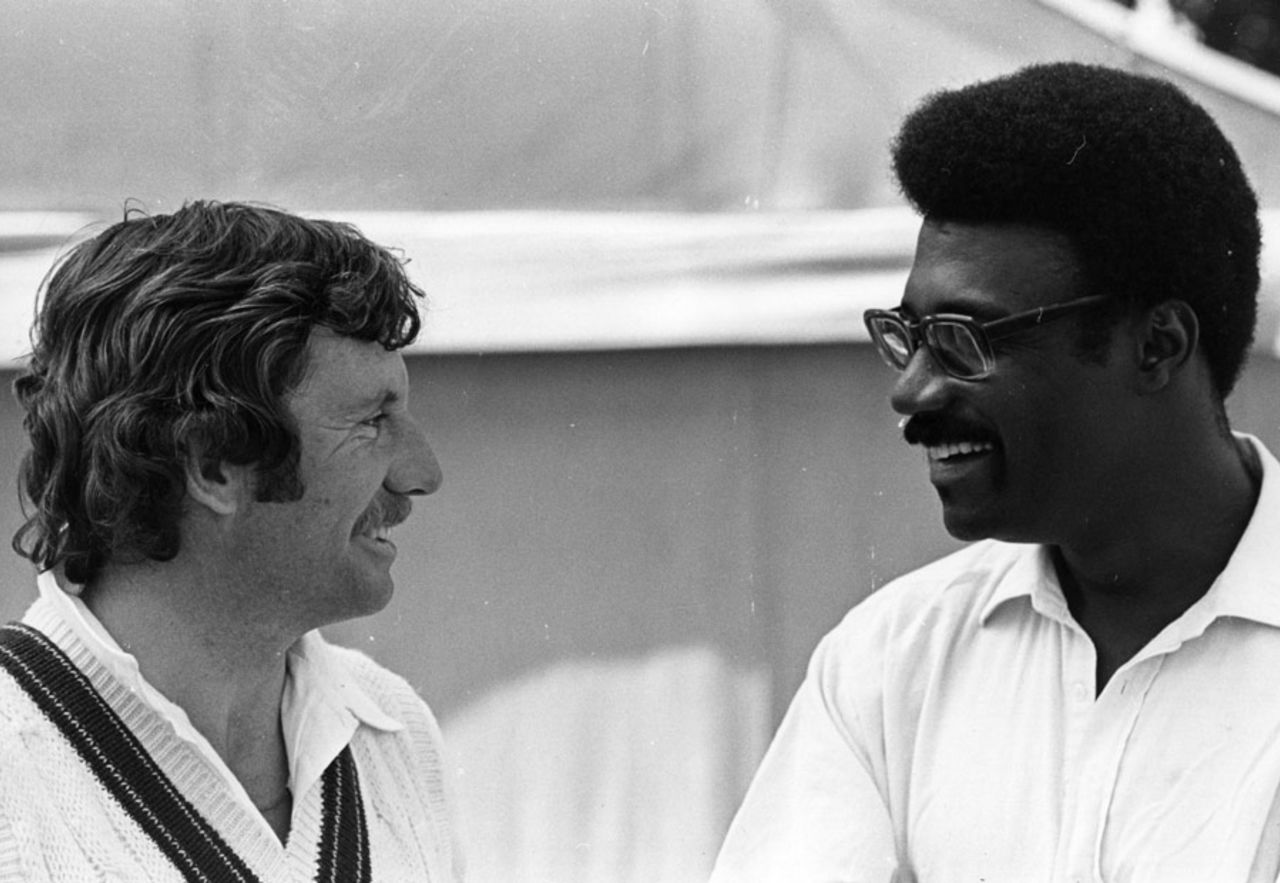 Opposing captains Ian Chappell and Clive Lloyd chat in the eve of the final, West Indies v Australia, Lord's, World Cup, June 20, 1975