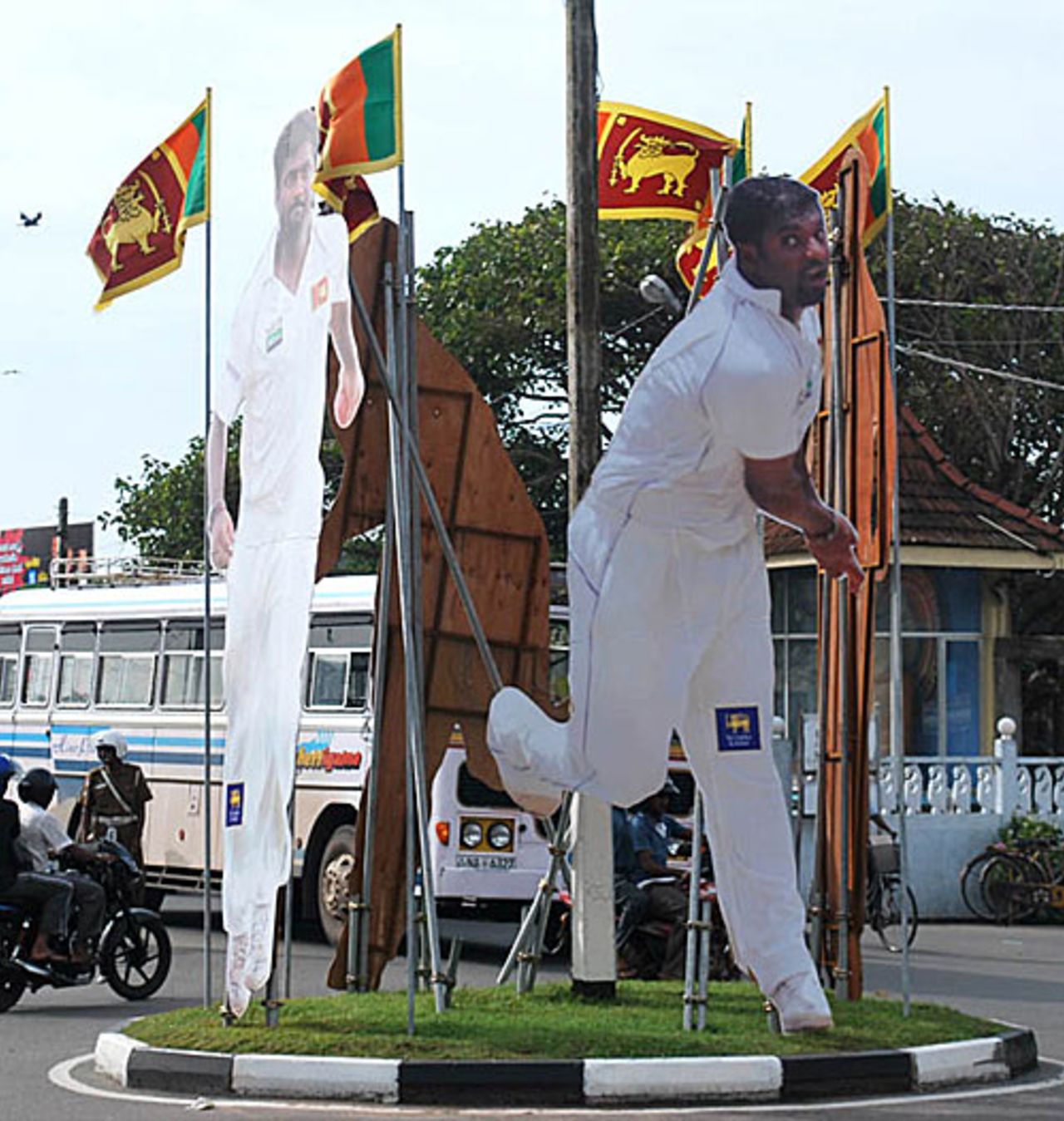 A giant hoarding of Muttiah Muralitharan in Galle's city center, Sri Lanka v India, 1st Test, Galle, 5th day, July 22, 2010