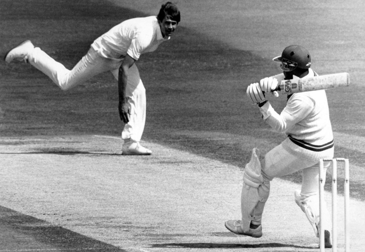 Desmond Haynes pulls Neil Foster, England v West Indies, fourth Test, 26 July 1988
