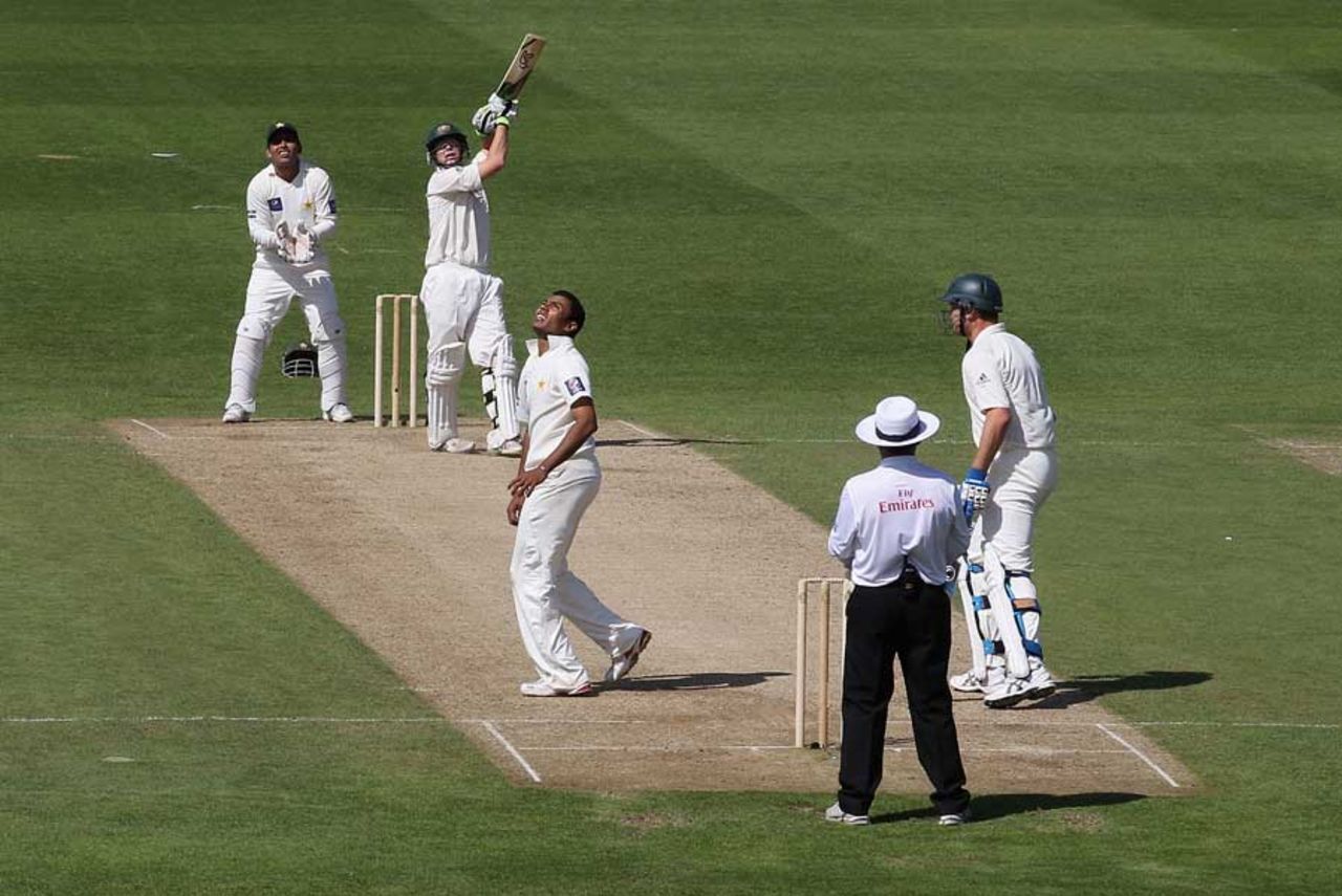 Steven Smith drove Danish Kaneria for consecutive sixes during his counterattacking 77, Pakistan v Australia, 2nd Test, Headingley, 3rd day, July 23 2010