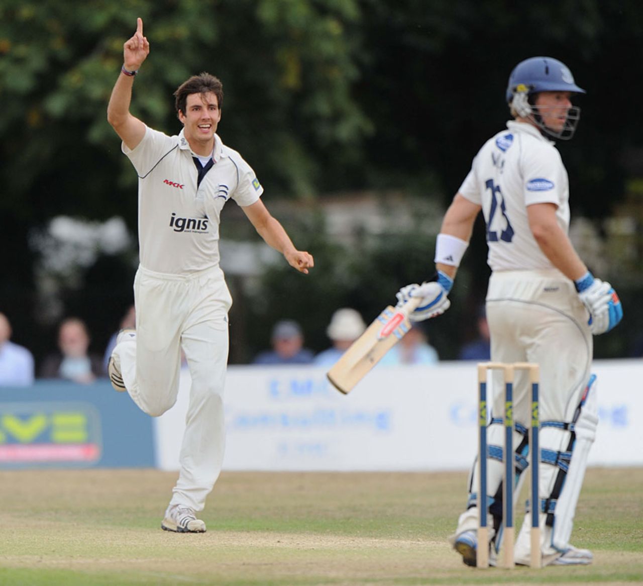 Steven Finn removed Chris Nash early in Sussex's second innings, Middlesex v Sussex, County Championship Division Two, Uxbridge, July 23 2010