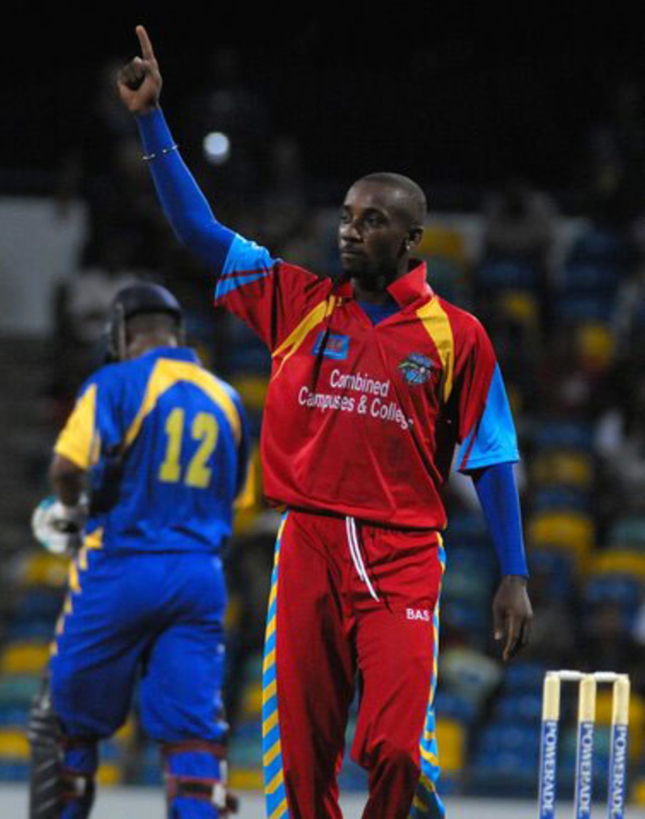 Nekoli Parris celebrates the end of Dwayne Smith, Barbados v Combined Colleges and Campuses, Caribbean T20, 4th match, July 23, 2010