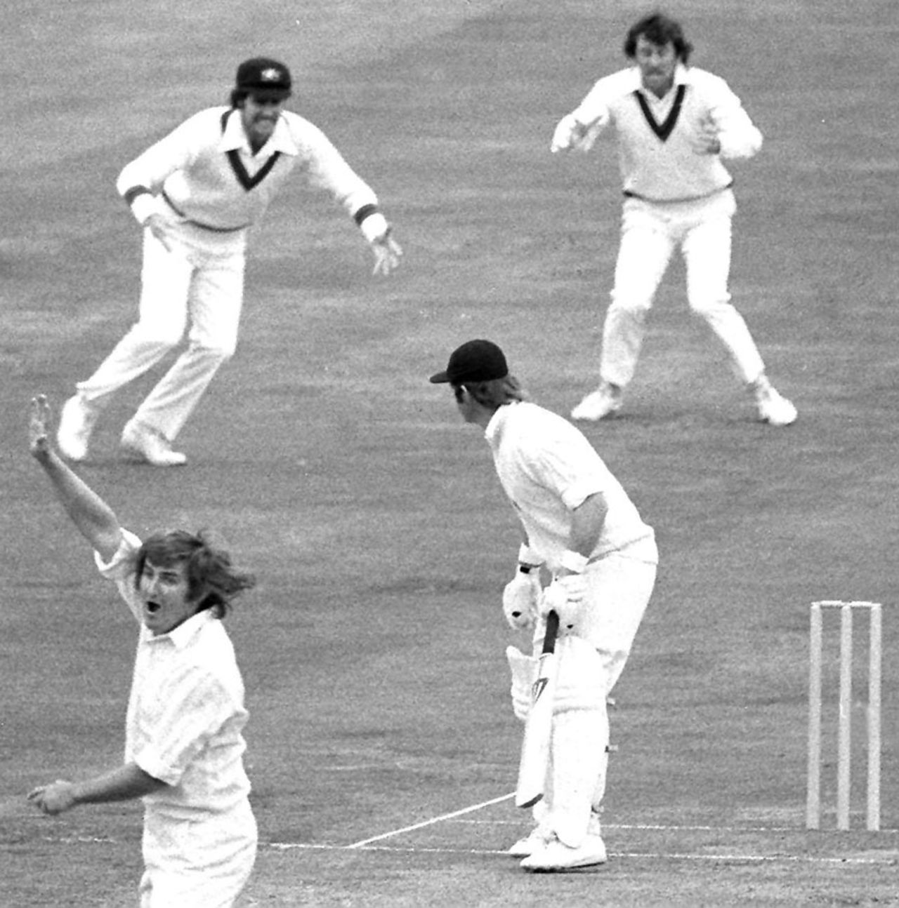 Dennis Amiss is trapped lbw by Gary Gilmour, England v Australia, World Cup semi-final, Leeds, June 18, 1975