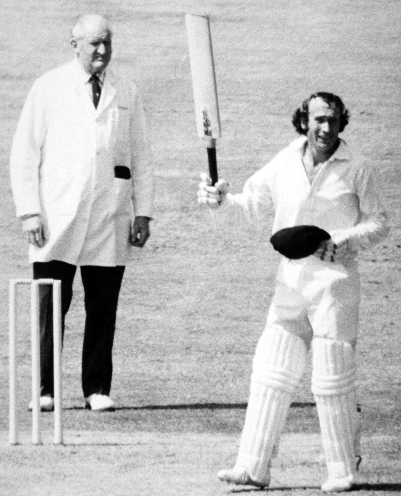 Keith Fletcher salutes the crowd on reaching his century, England v New Zealand, Trent Bridge, World Cup, June 11, 1975