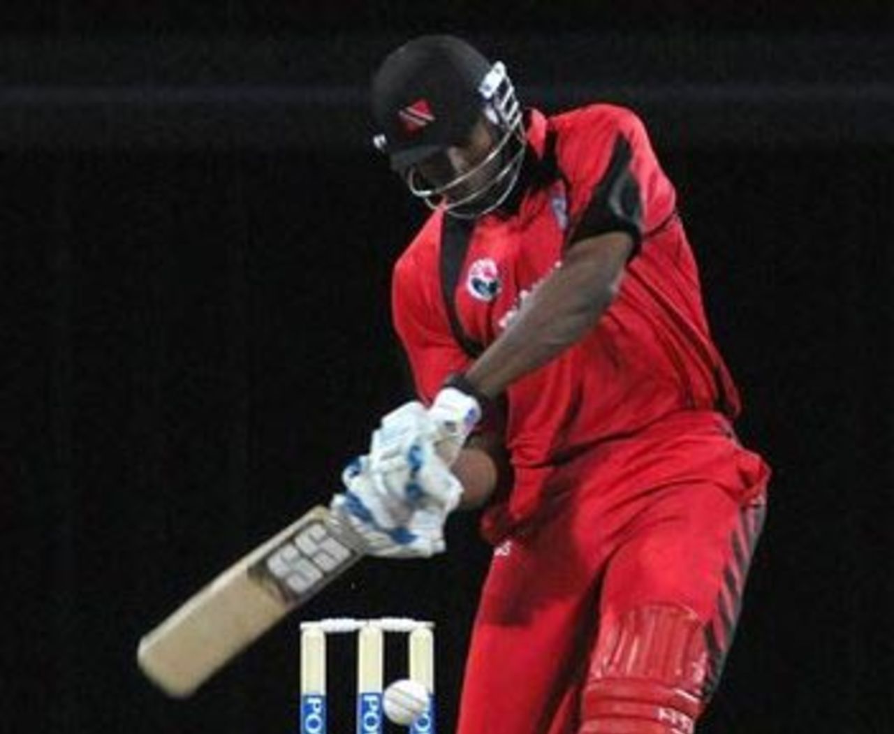 Kieron Pollard hitting one of his seven sixes, Leewards Islands v Trinidad & Tobago, Caribbean T20, Barbados, July 24, 2010