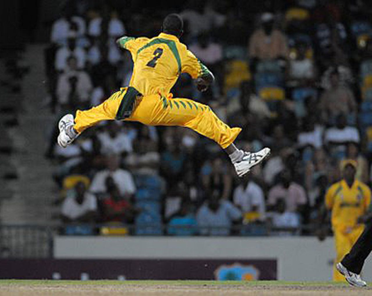 Nelon Pascal takes off after dismissing Ryan Hinds, Barbados v Windward Islands, Caribbean T20, Barbados, July 25, 2010