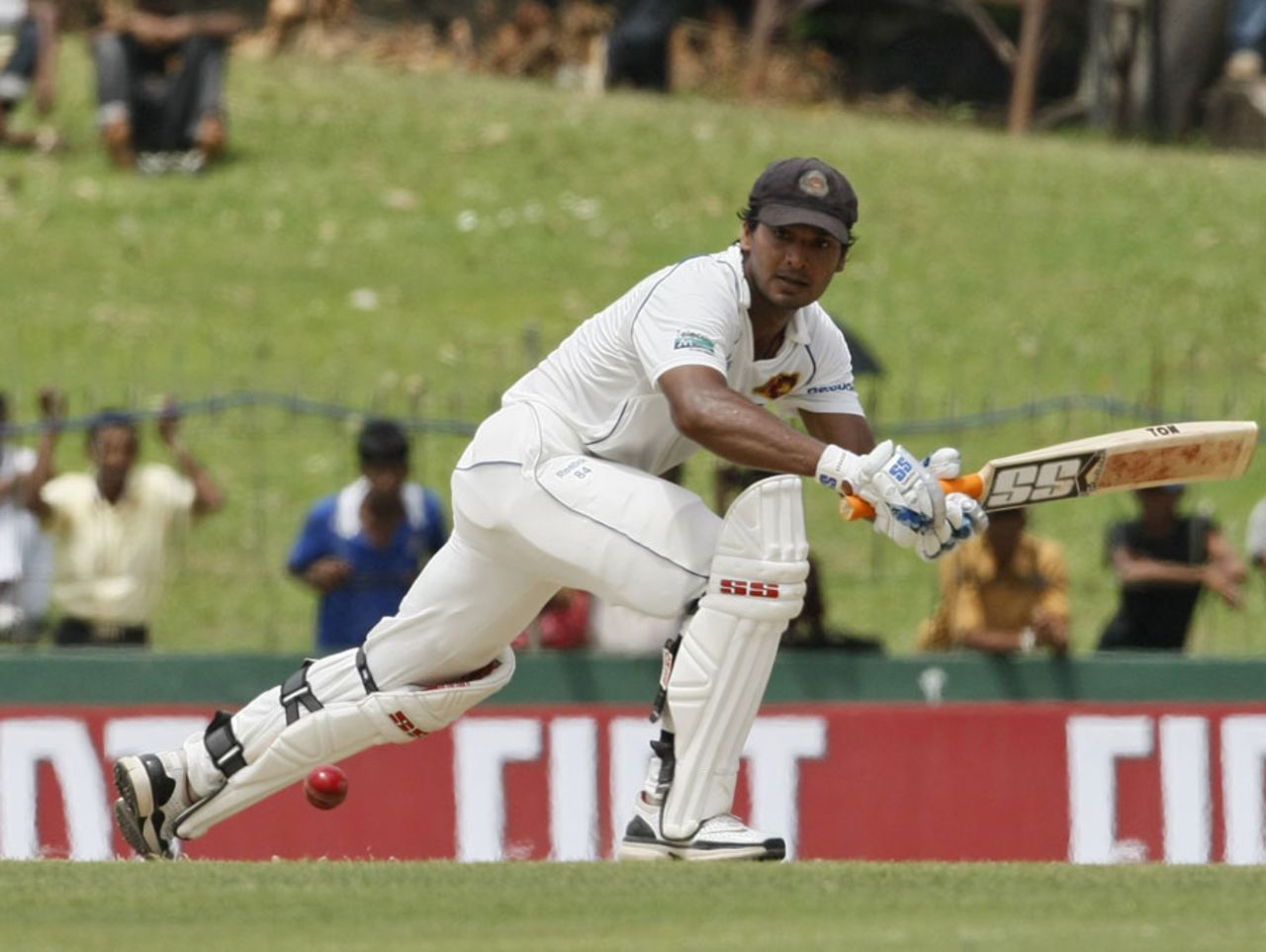 Kumar Sangakkara scores through the leg side during his seventh double-ton, Sri Lanka v India, 2nd Test, SSC, 2nd day, July 27, 2010