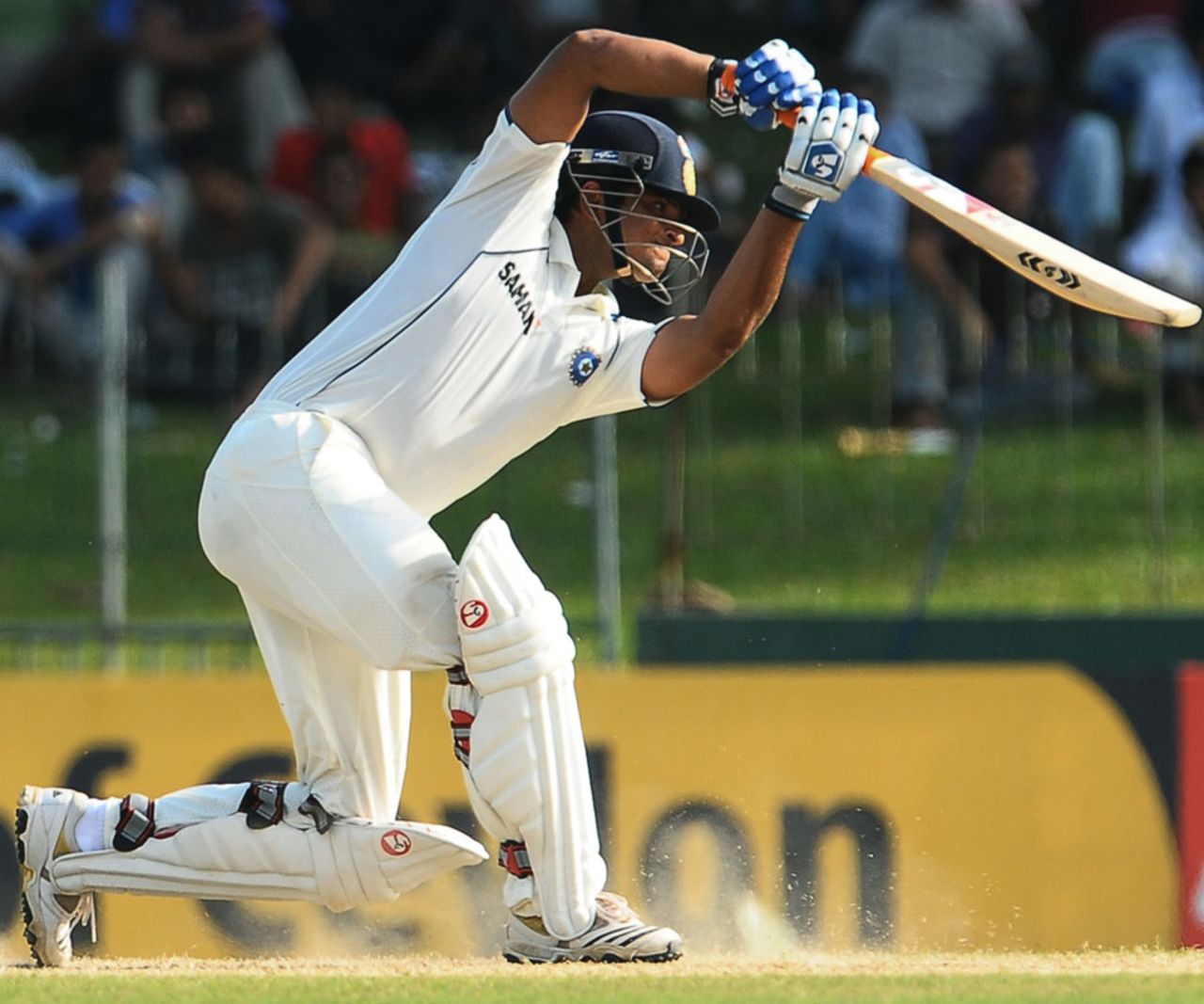 Suresh Raina punches the ball down the ground, Sri Lanka v India, 2nd Test, SSC, 3rd day, July 28, 2010