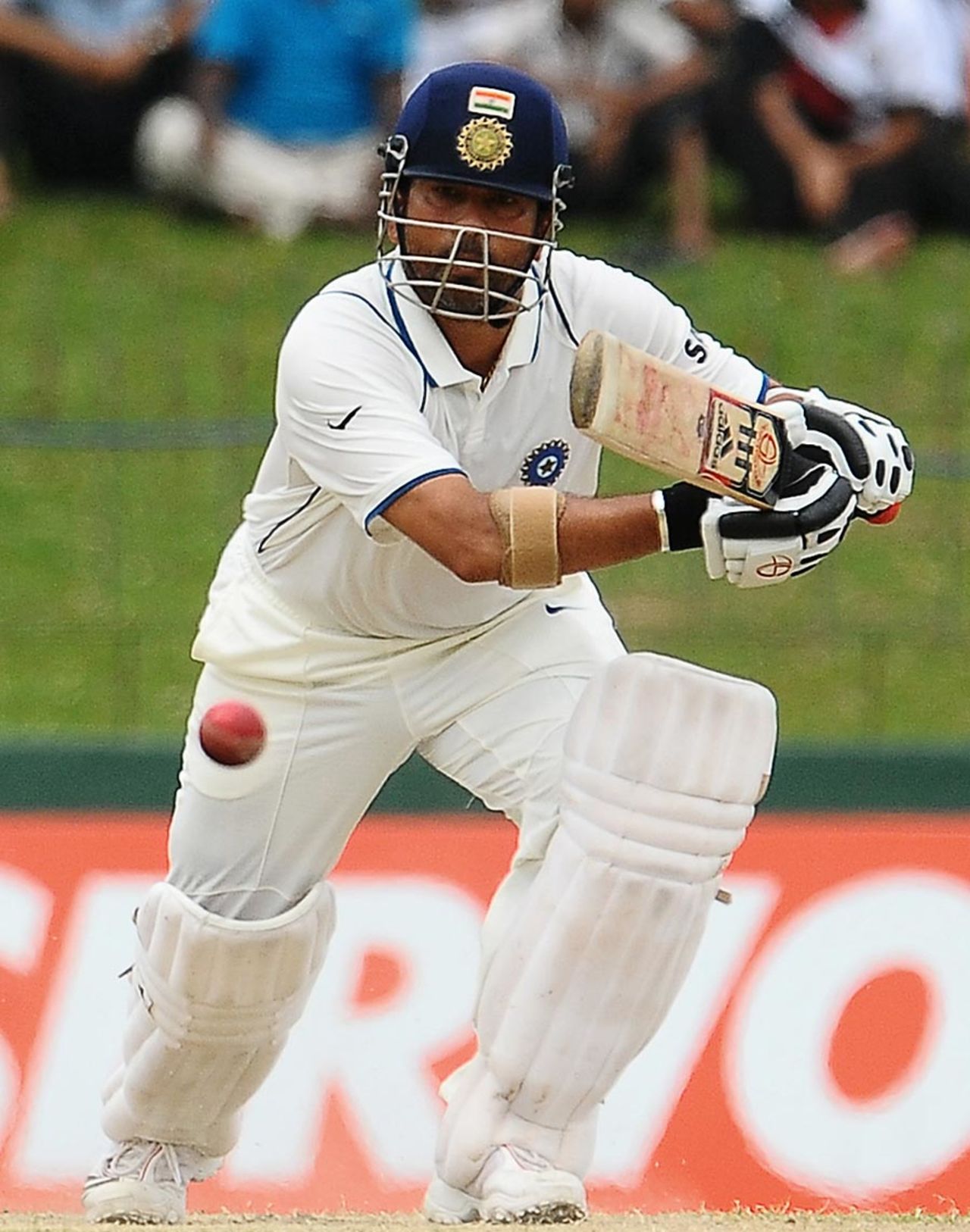 Sachin Tendulkar punches one through the off side, Sri Lanka v India, 2nd Test, SSC, 4th day, July 29, 2010