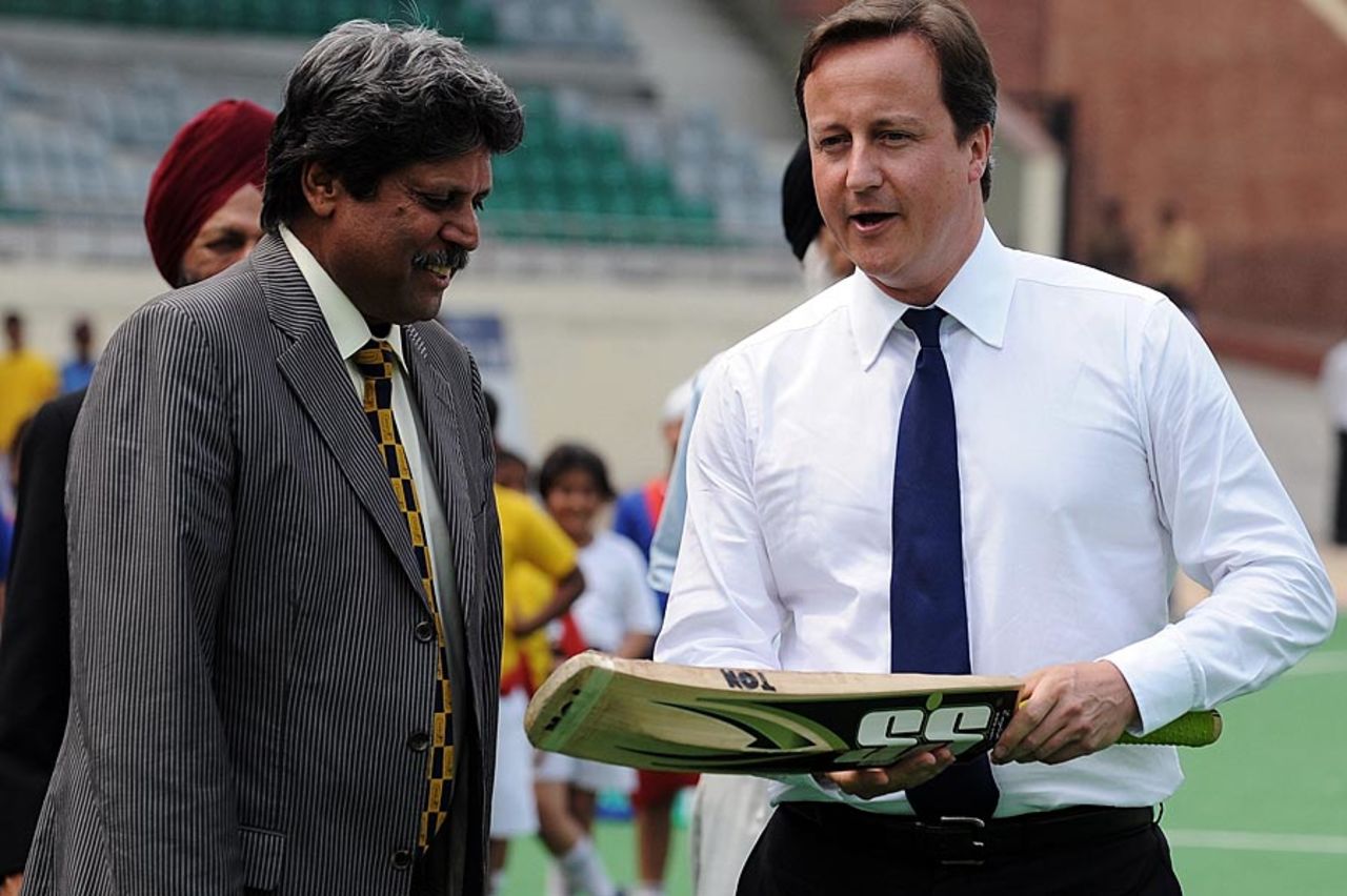 Kapil Dev with with the British prime minister David Cameron, Delhi, July 29, 2010