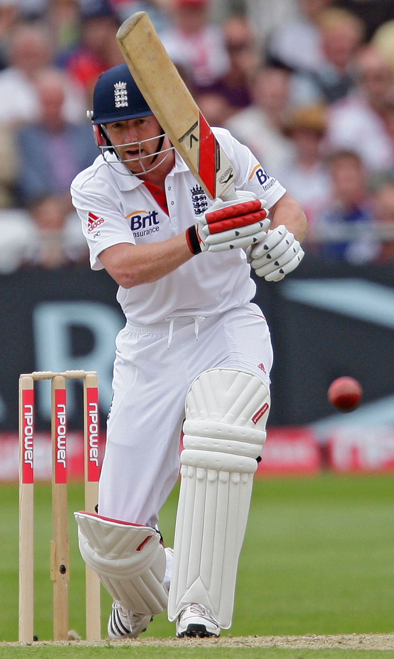 Paul Collingwood pushes forward and thinks about a run, England v Pakistan, 1st Test, Trent Bridge, July 29, 2010