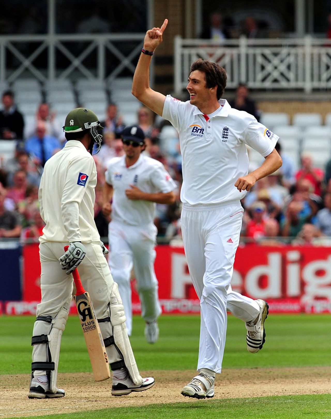 Steven Finn made a strong return to international duty picking up Umar Amin in his first over, England v Pakistan, 1st Test, Trent Bridge, 2nd day, July 30, 2010