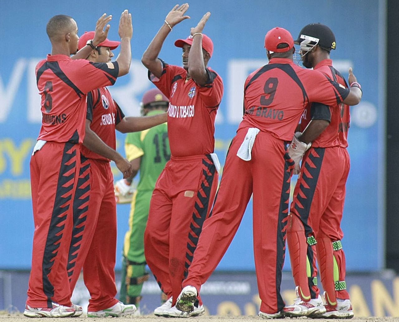 Trinidad and Tobago celebrate a strike, Trinidad & Tobago, Caribbean T20, 1st semi-final, Port of Spain, July 30, 2010