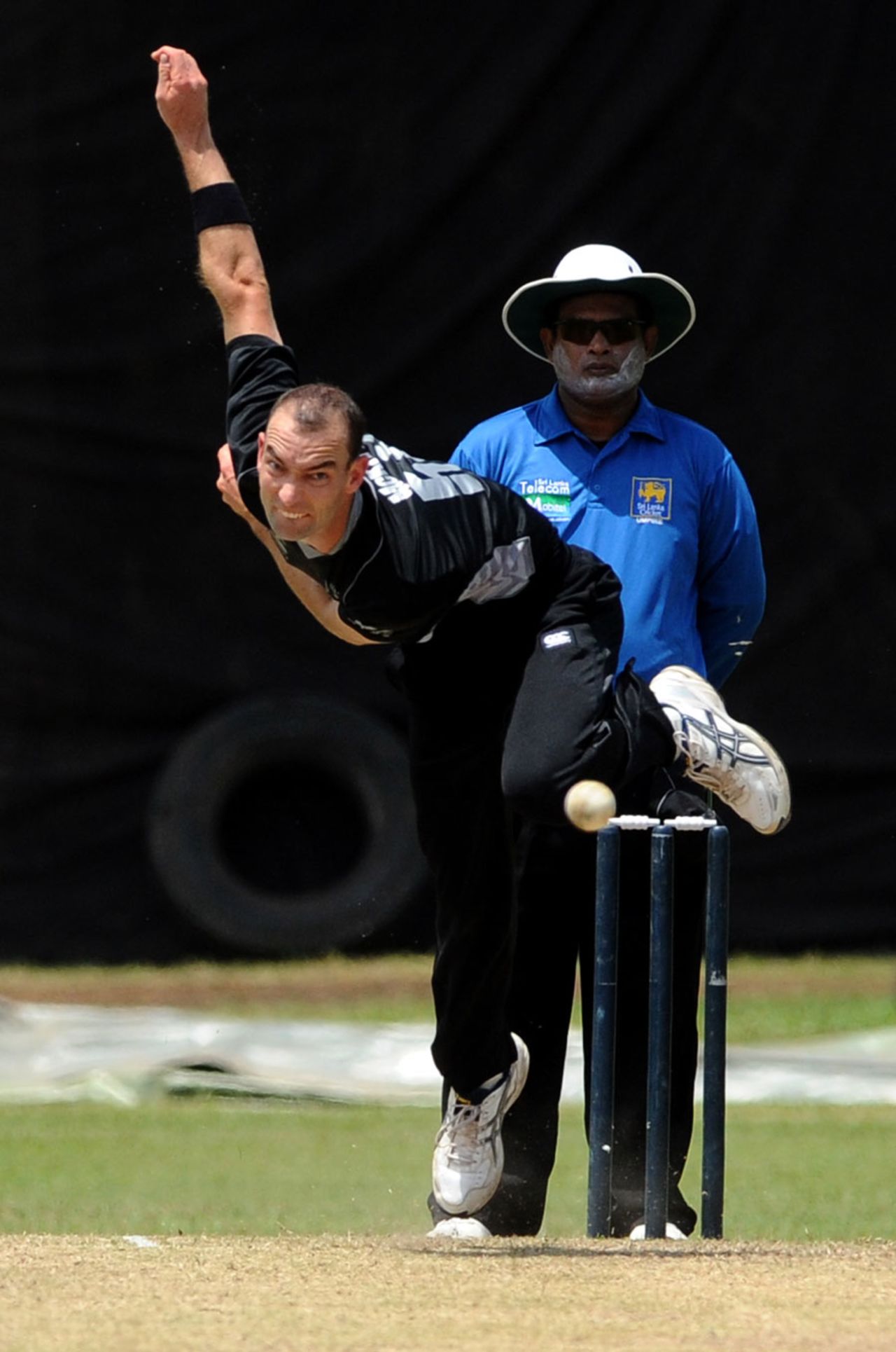 Andy McKay bowled a tight spell to pick two wickets, Sri Lanka Board President's XI v New Zealand, Tour match, SSC, August 4, 2010