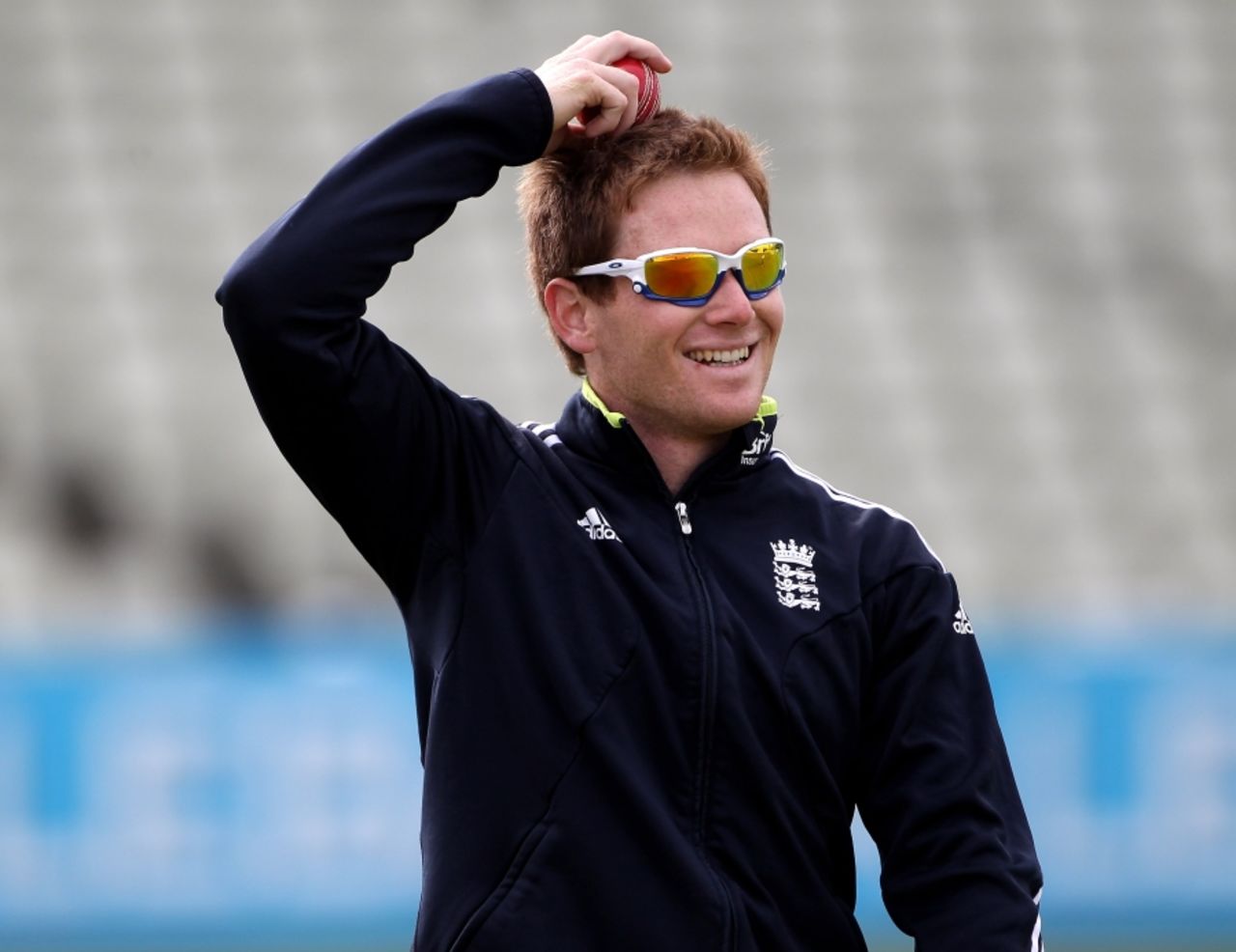 Eoin Morgan appears relaxed during England's training session ahead of the second Test, Edgbastaon, August 5 2010