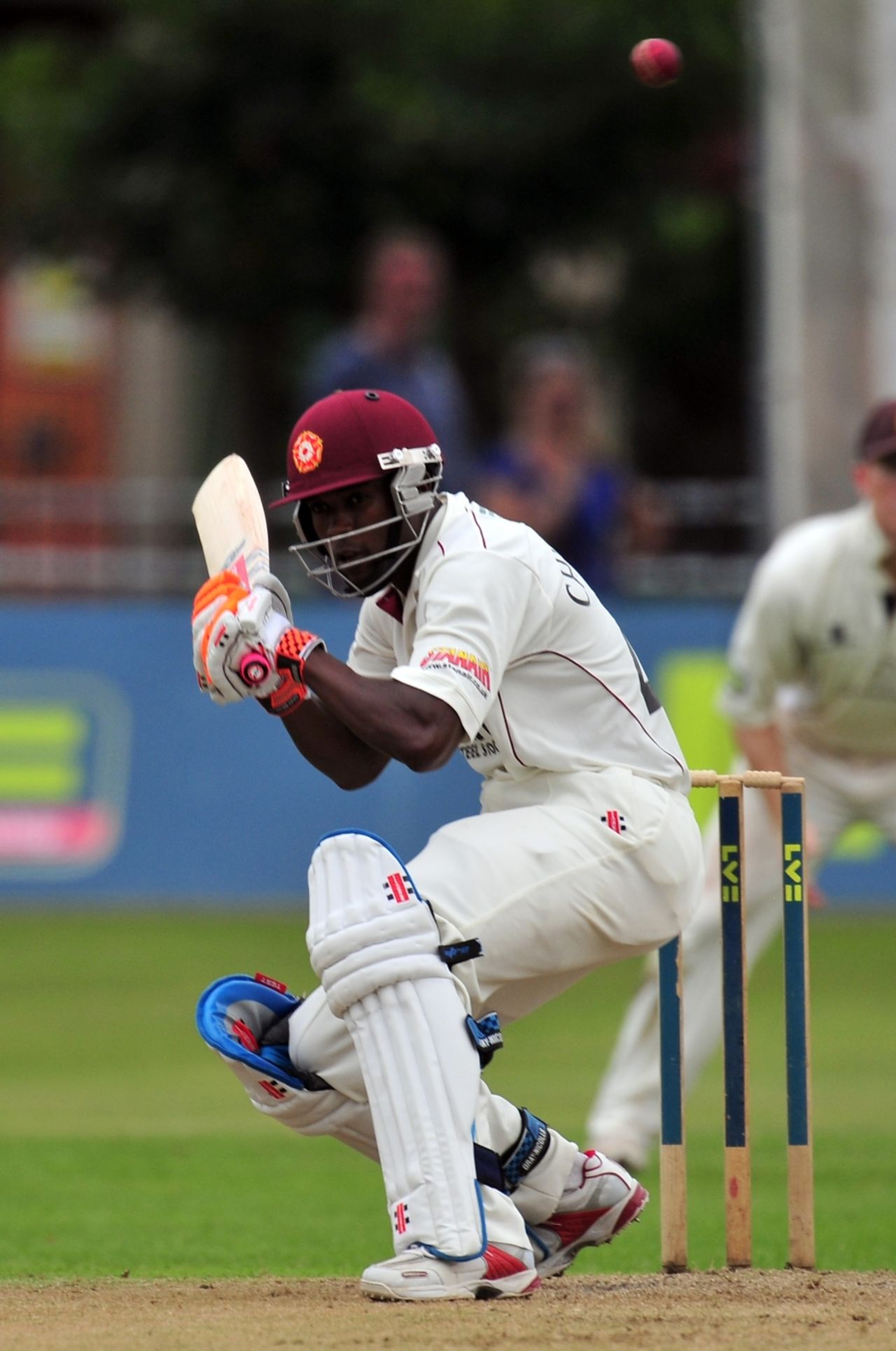 Elton Chigumbura ducks under a bouncer during his innings, Derbyshire v Northamptonshire, County Championship Division Two, Chesterfield, August 9 2010