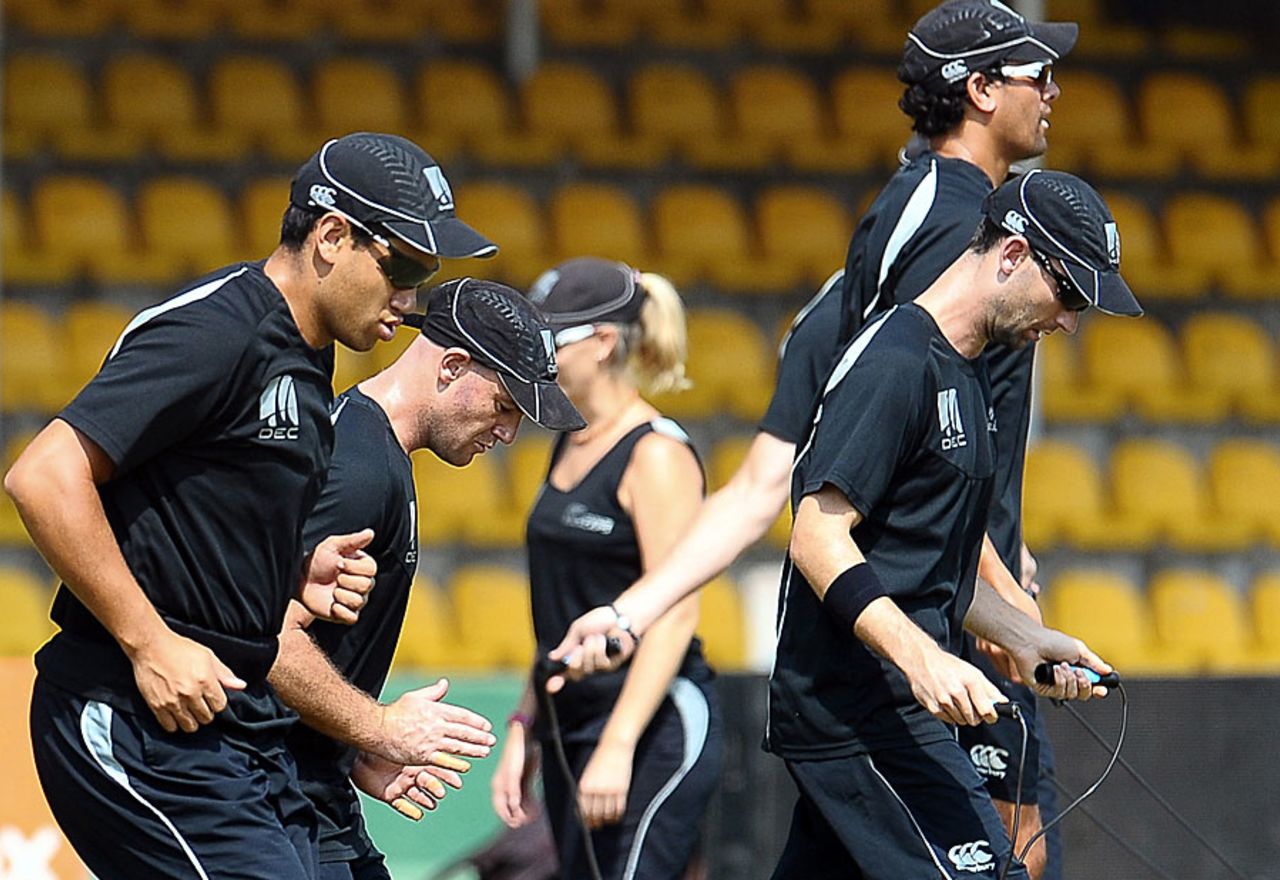 The New Zealand players train in Dambulla, Dambulla, August 12, 2010