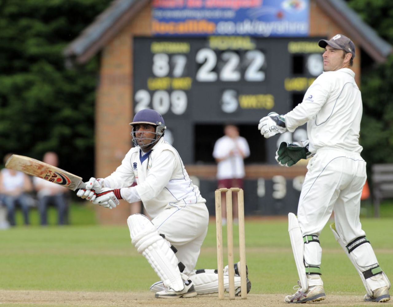 Mohammad Shahzad scores through the leg side during his ton, Scotland v Afghanistan, Intercontinental Cup, 3r day, Ayr, August 13, 2010
