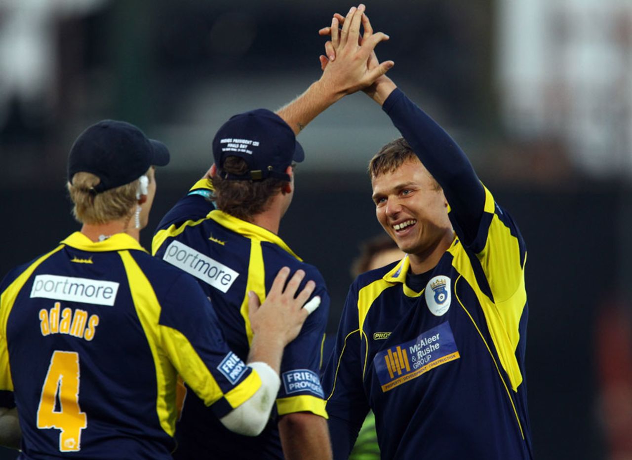 Danny Briggs was impressive again and picked up the wicket of Peter Trego, Hampshire v Somerset, FP t20 Final, Rose Bowl, August 14 2010