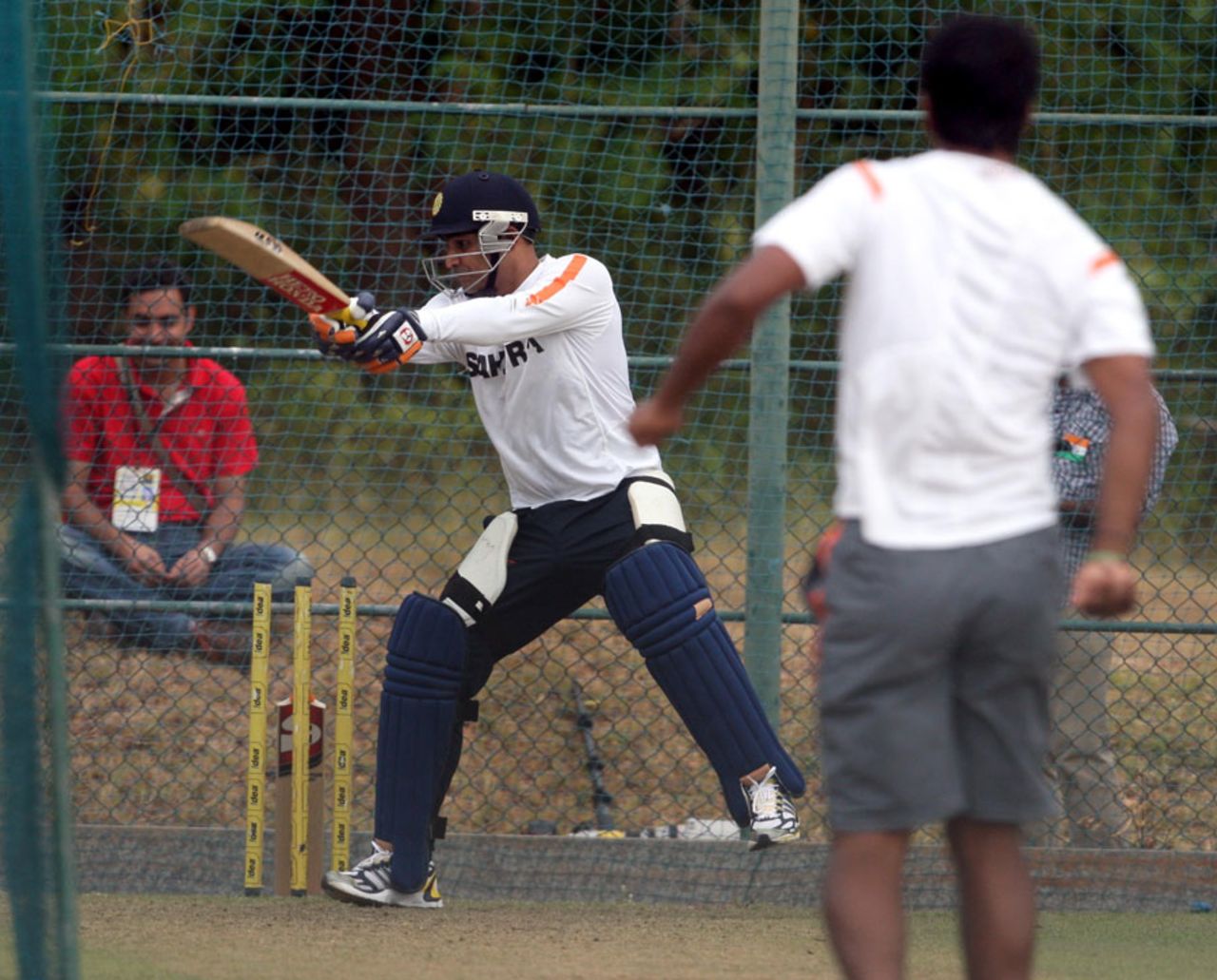 Virender Sehwag bats in the nets, Dambulla, August 15, 2010