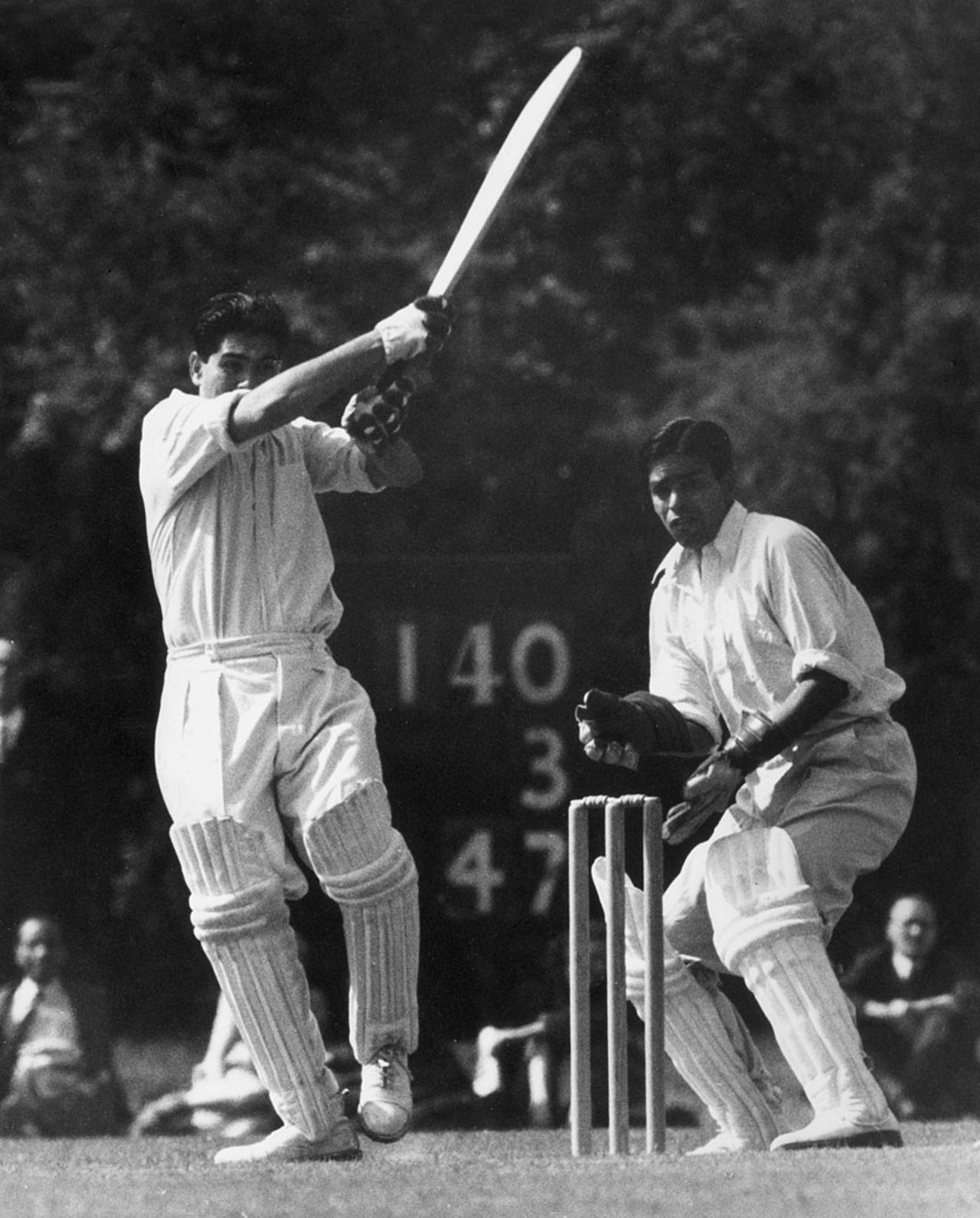Dattu Phadkar bats during a match against the Indian Gymkhana Club at Osterly Park, April 30, 1952