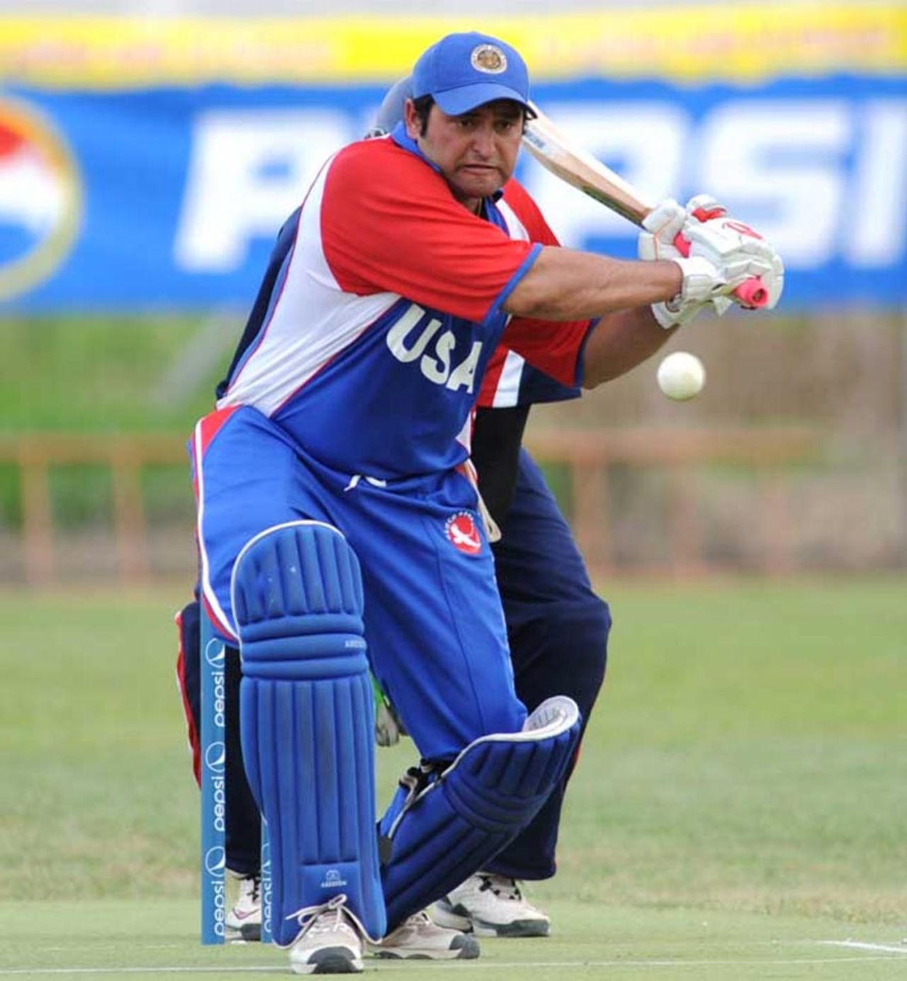 Sushil Nadkarni shapes up to pull on his way to 84, Cayman Islands v USA, ICC World Cricket League Division Four, Navile, August 17, 2010
