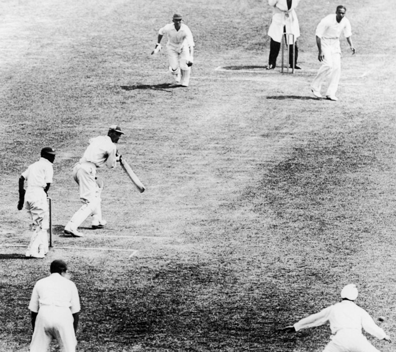 Douglas Jardine edges a ball from Amar Singh past slips, England v India, Only Test, Lord's, 3rd day, June 28, 1932