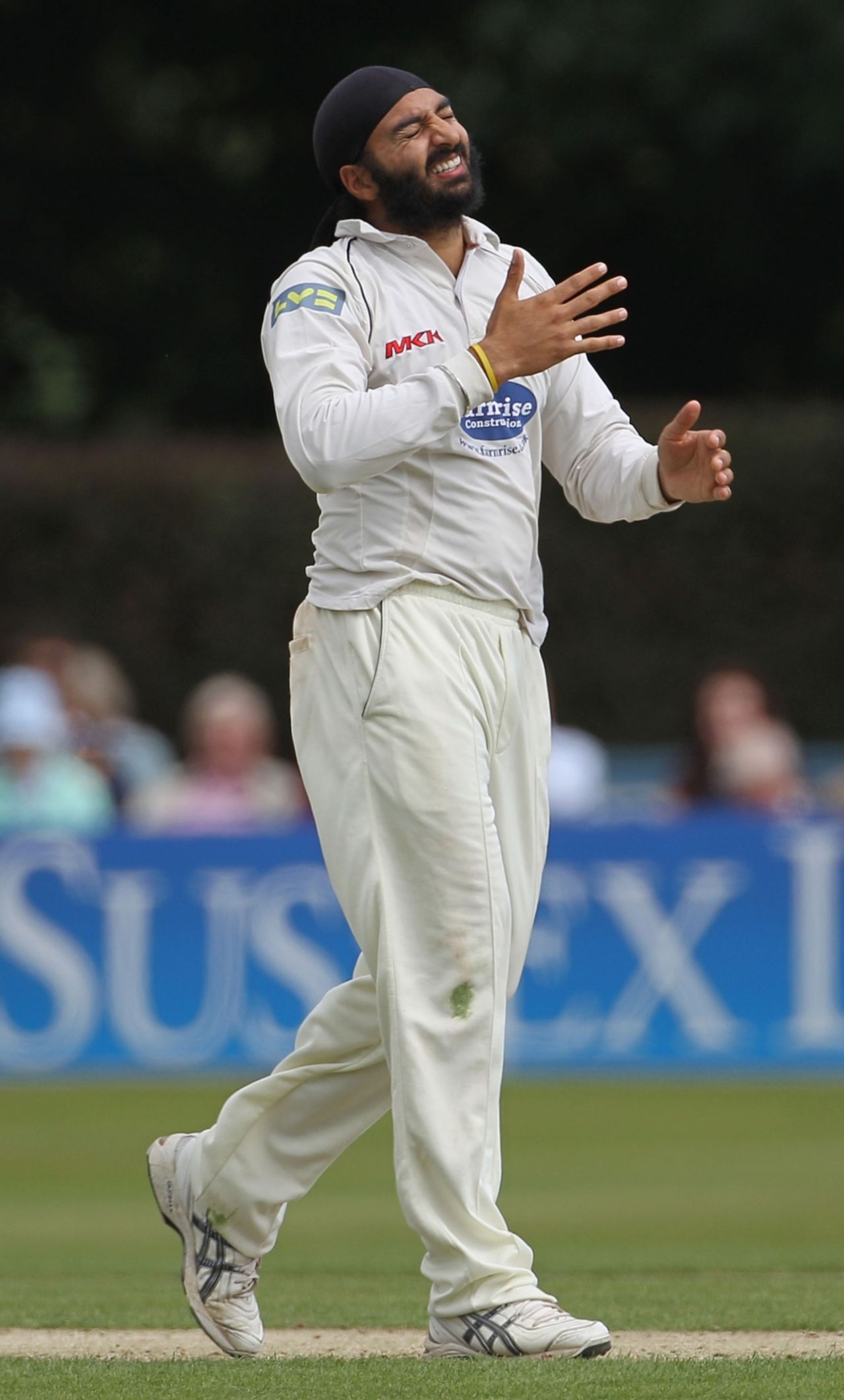 Monty Panesar rues a near miss at Horsham, Sussex v Derbyshire, County Championship Division Two, Horsham, August 18 2010