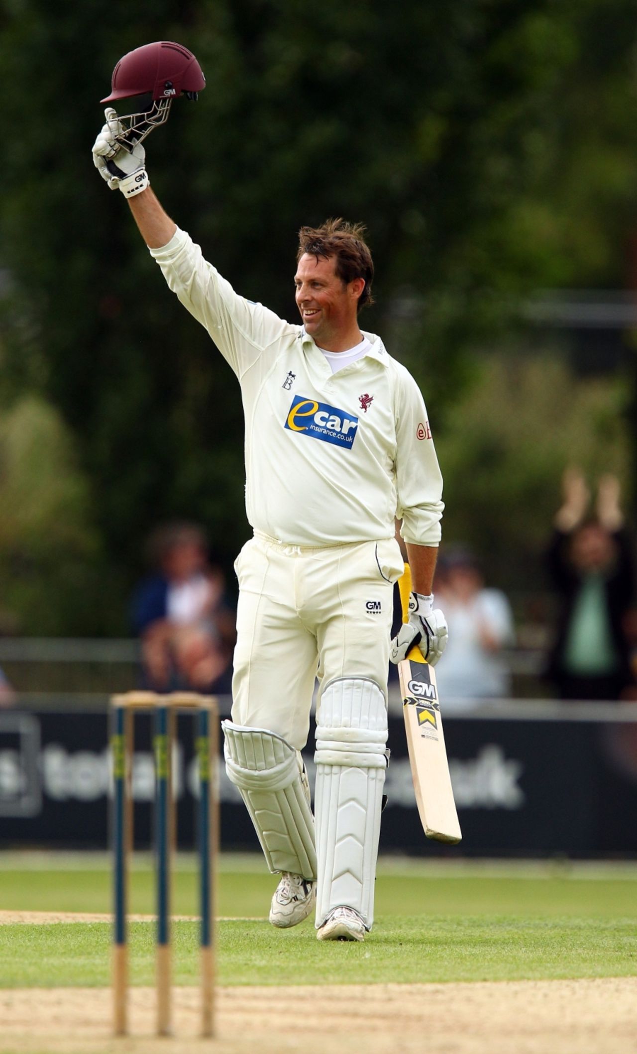 Marcus Trescothick celebrates reaching his double-hundred, Essex v Somerset, County Championship Division One, Colchester, August 19 2010
