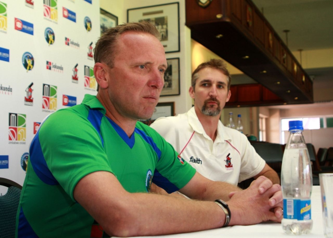 Allan Donald and Jason Gillespie speak to the press ahead of their coaching stints in Zimbabwe, August 20 2010