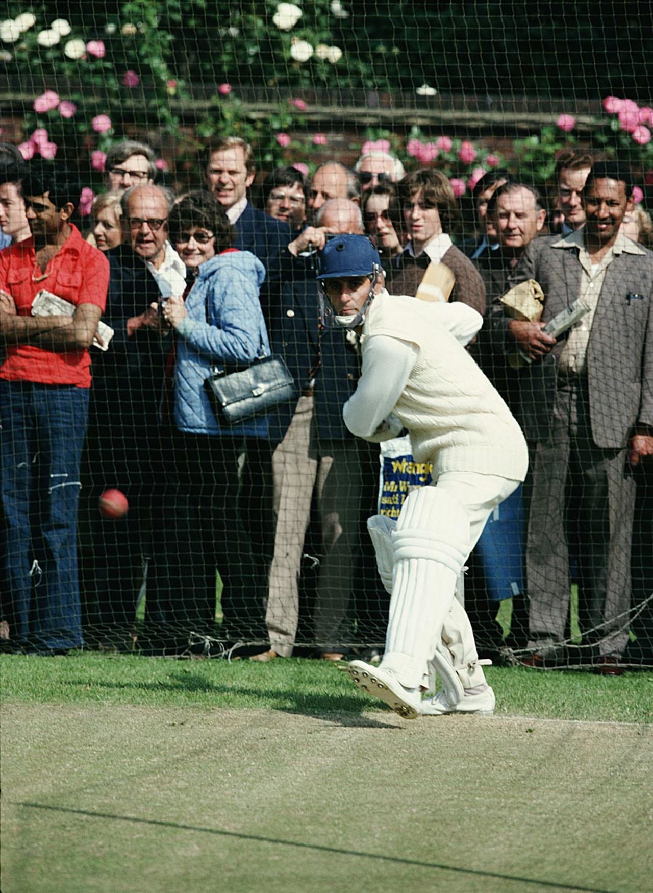 Mike Brearley bats at the nets, London, June 21, 1979