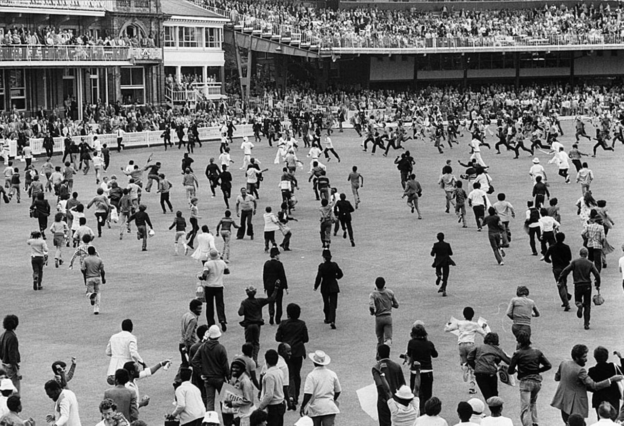 Spectators run onto the field after West Indies' victory, England v West Indies, World Cup final, 1979