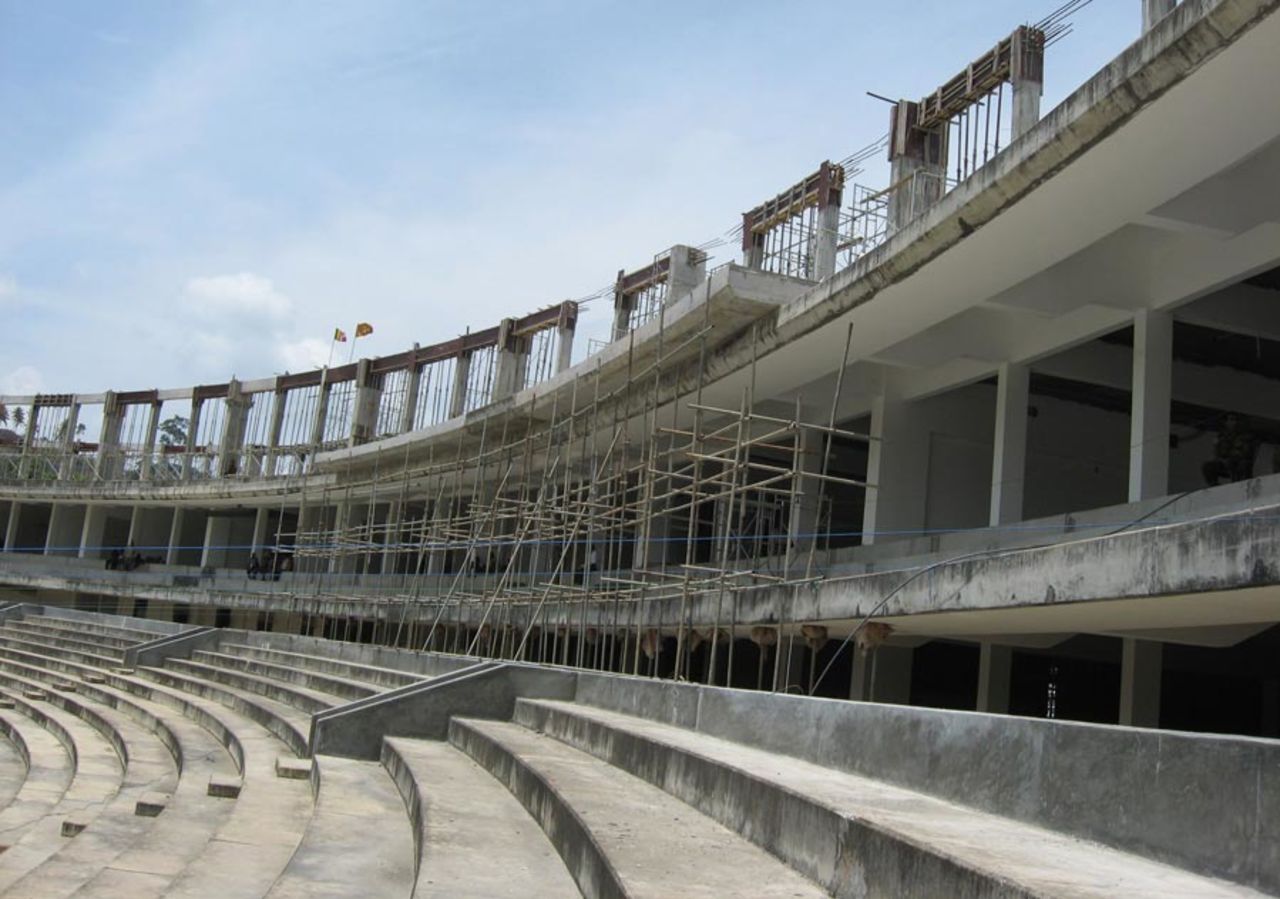 Work on the upper-tier of the Pallekele Stadium, Pallekele, August 23, 2010