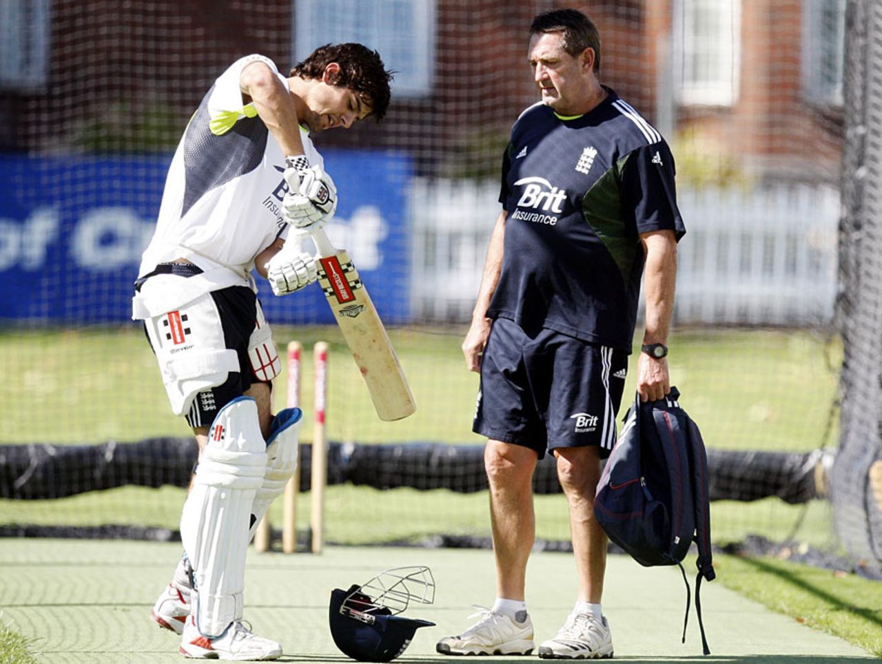 Despite his return to form, Alastair Cook continues to work hard in the nets with Graham Gooch, Lord's, August 24, 2010