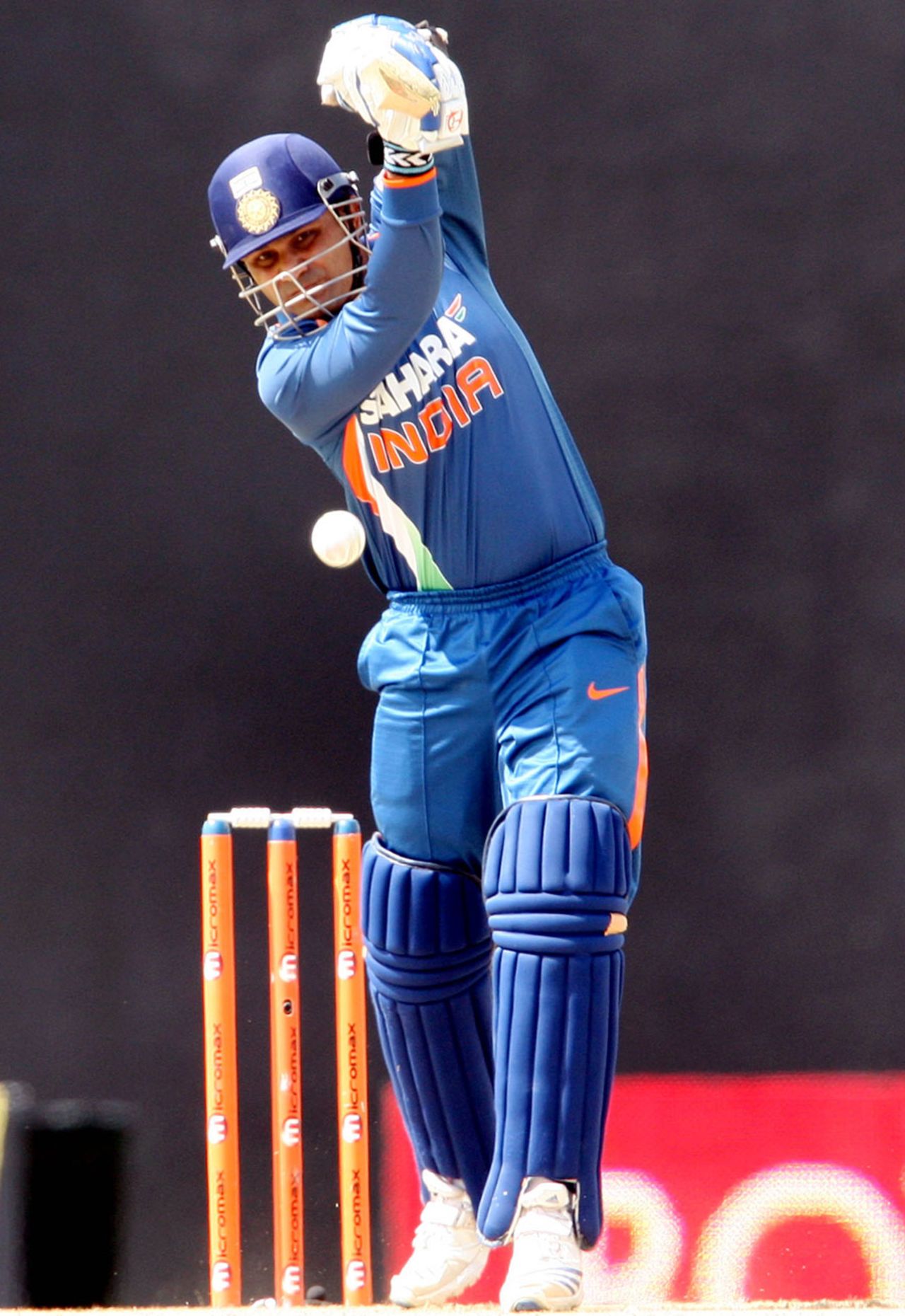 Virender Sehwag punches down the ground, India v New Zealand, tri-series, 6th ODI, Dambulla, August 25, 2010