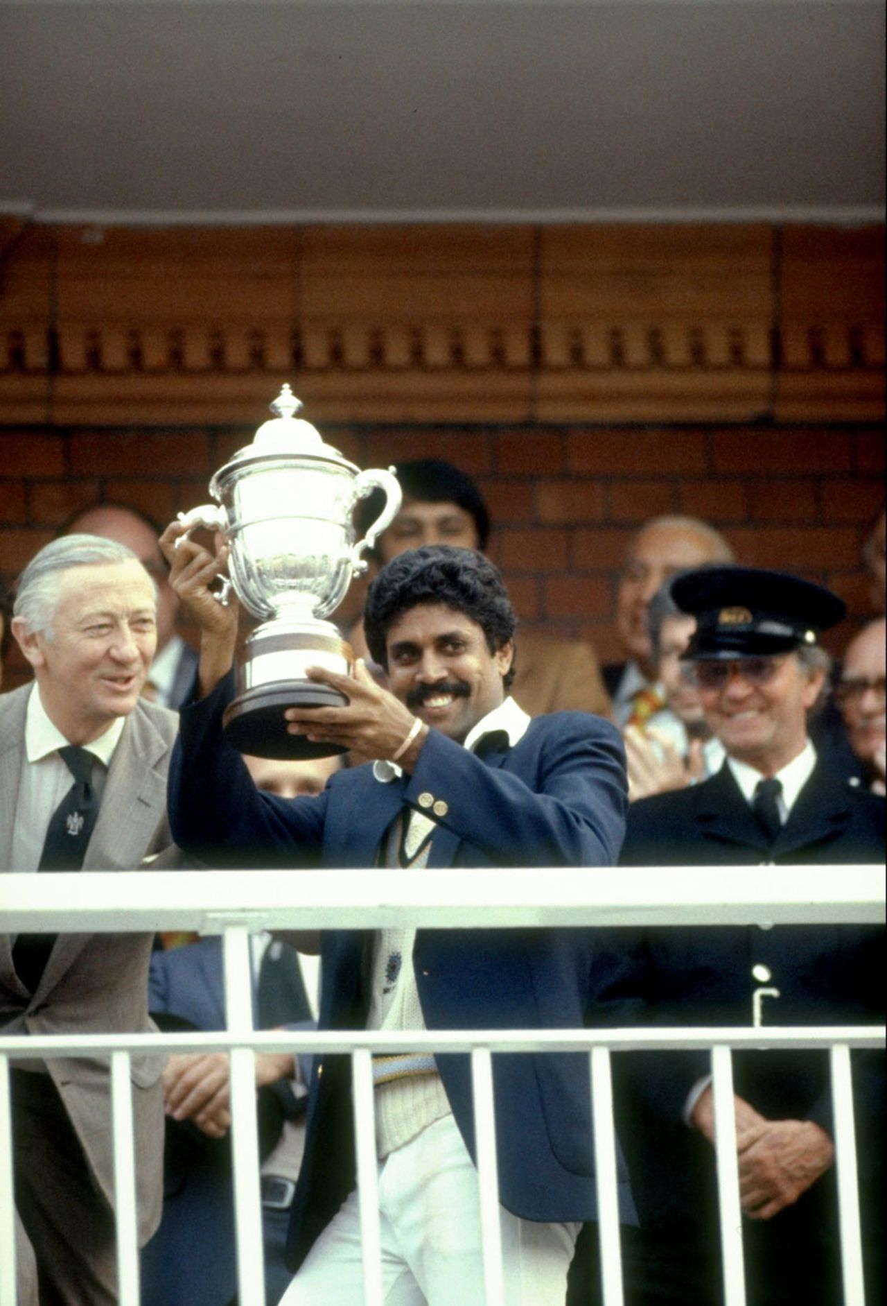 Kapil Dev lifts the World Cup trophy at Lord's
