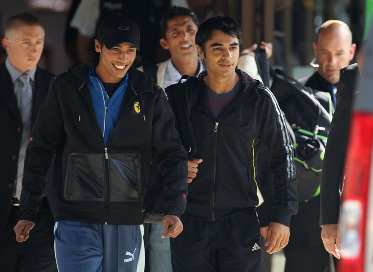Salman Butt, Mohammad Amir and Mohammad Asif leave the team hotel in Taunton for London, Taunton, September 1, 2010