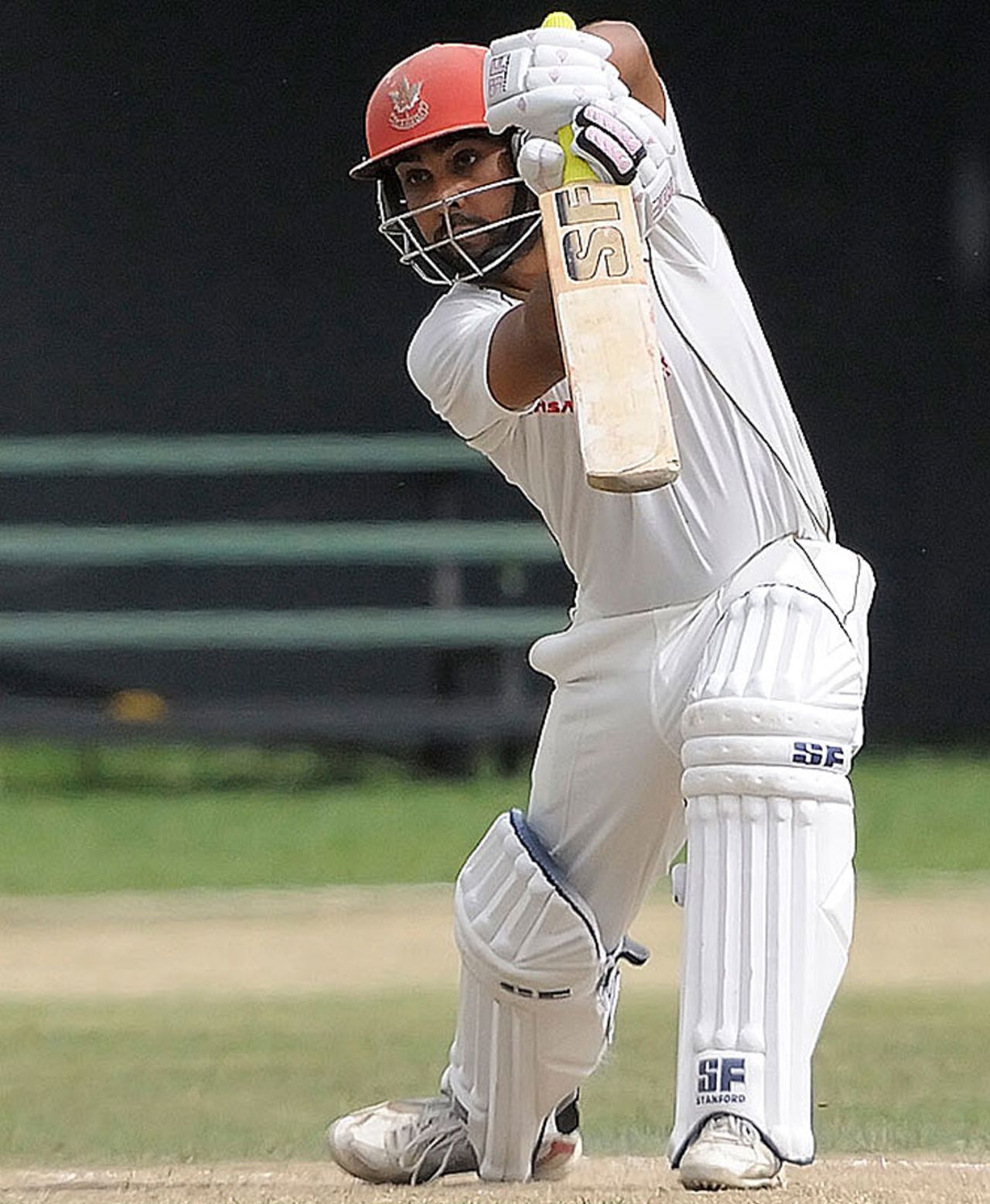 Ashish Bagai drives during his fighting innings, Canada v Ireland, ICC Intercontinental Cup, Toronto, 3rd day, September 2, 2010