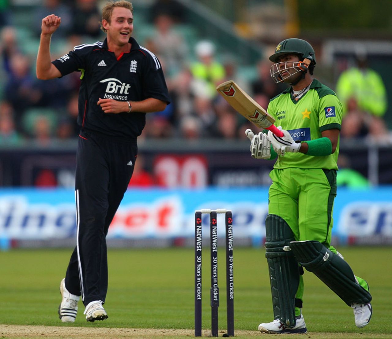 Having looked well set, Umar Akmal gifted his wicket to Stuart Broad, England v Pakistan, 1st ODI, Chester-le-Street, September 10 2010 