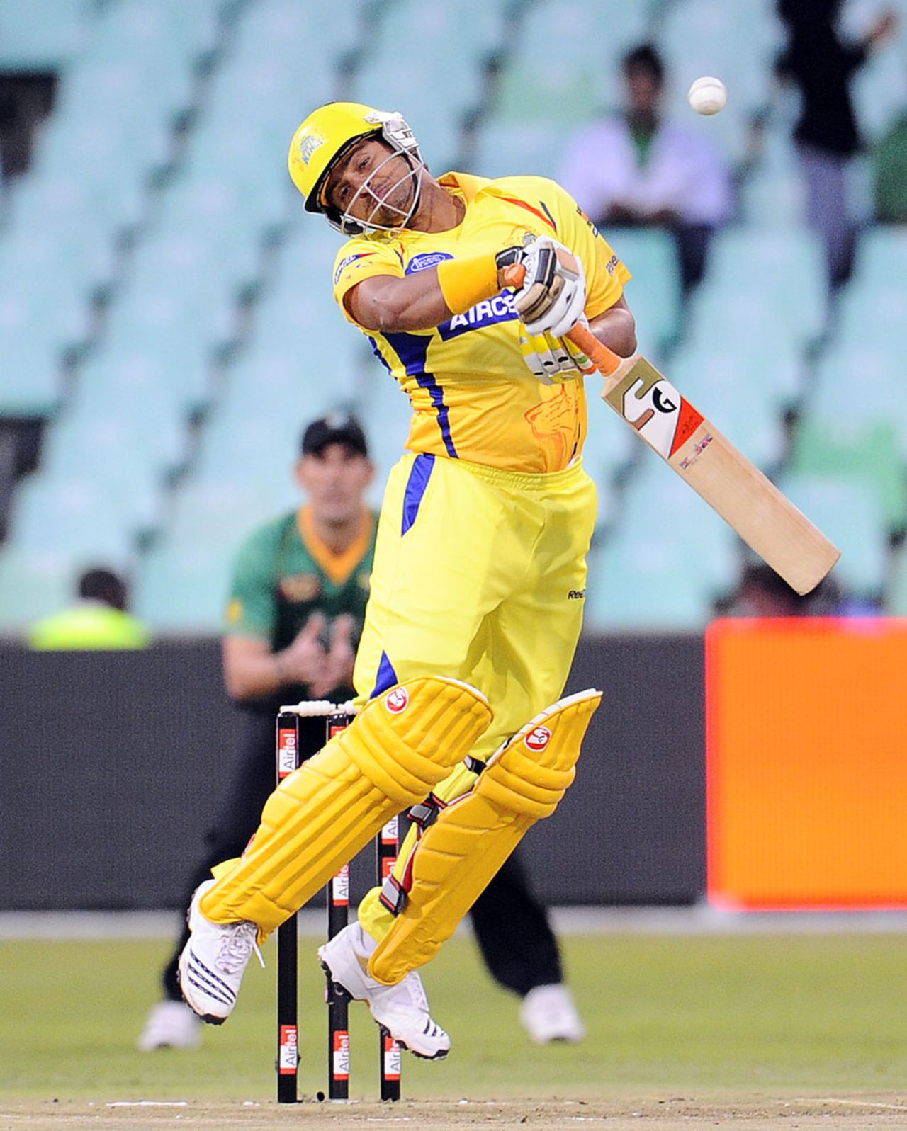 Suresh Raina gets out of the way of a bouncer, Central Districts v Chennai Super Kings, Champions League Twenty20, Durban, September 11, 2010
