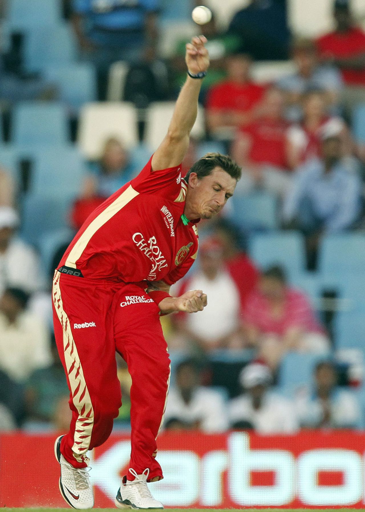 Dale Steyn sends one down at great pace, Royal Challengers Bangalore v Guyana, Champions League Twenty20, Centurion, September 12, 2010