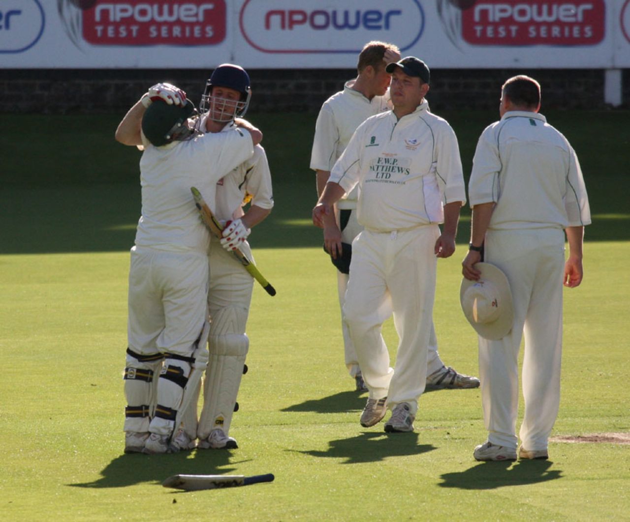 John Flintoff and Nick Harrison celebrate the winnings runs, Sessay v Shipton-under-Wychwood, npower Village Cup final, Lord's, September 12, 2010