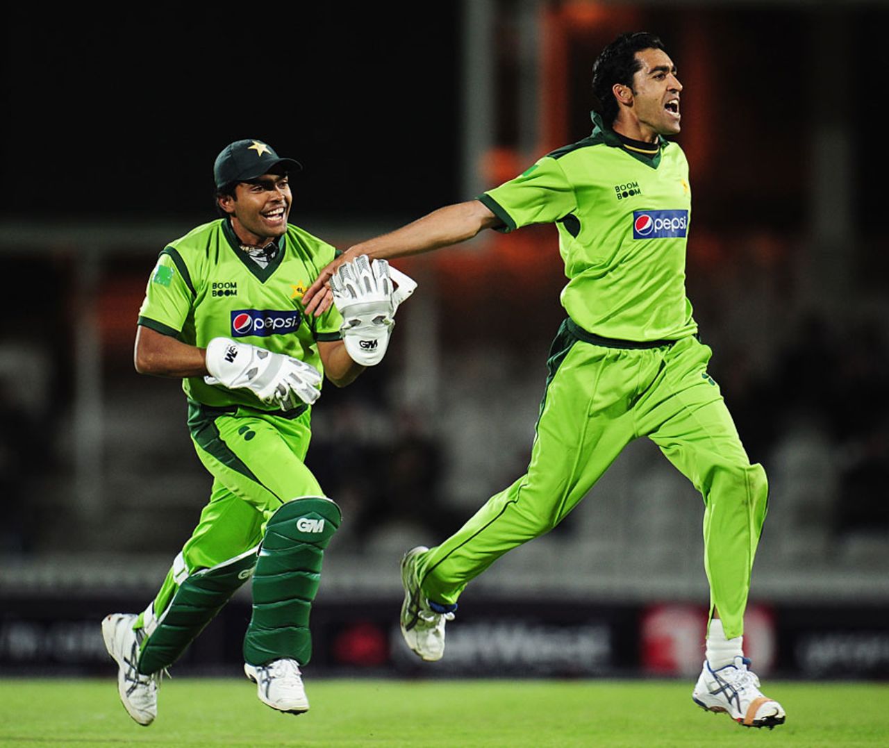Umar Gul races off in celebration as he takes another wicket, England v Pakistan, 3rd ODI, The Oval, September 17 2010