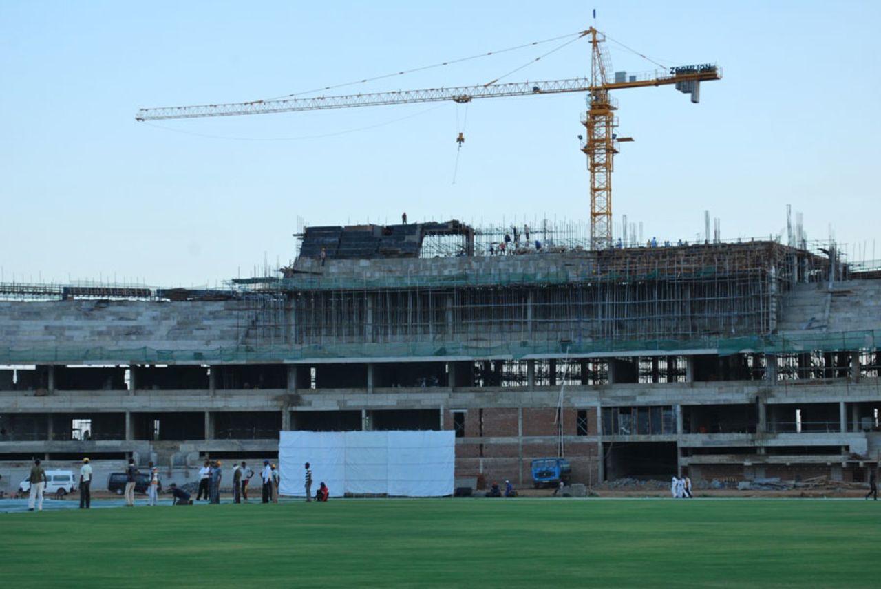 The stadium at Hambantota is under construction, September 19, 2010